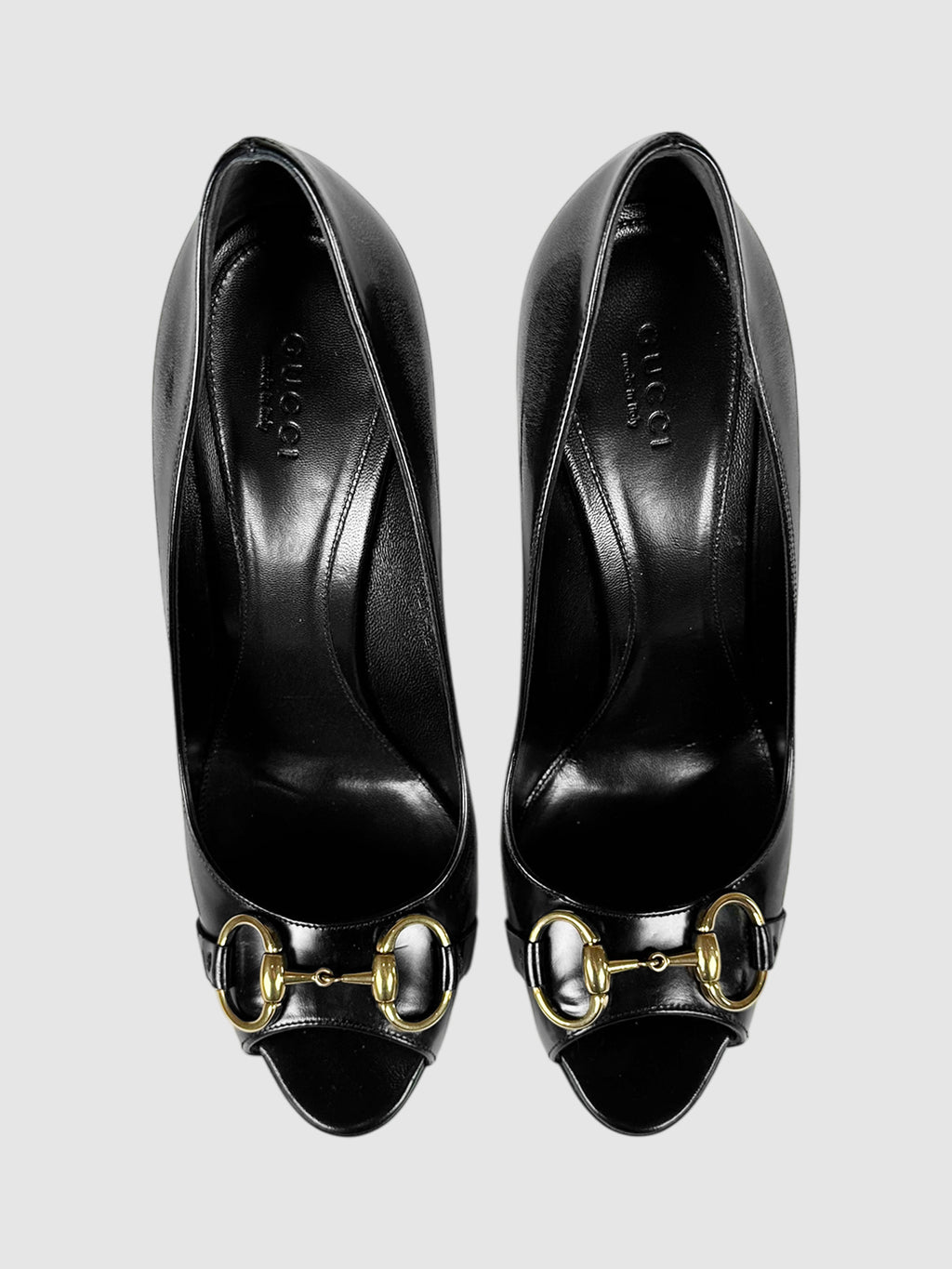 Distressed Horsebit Peep Toe Pumps - Size 10