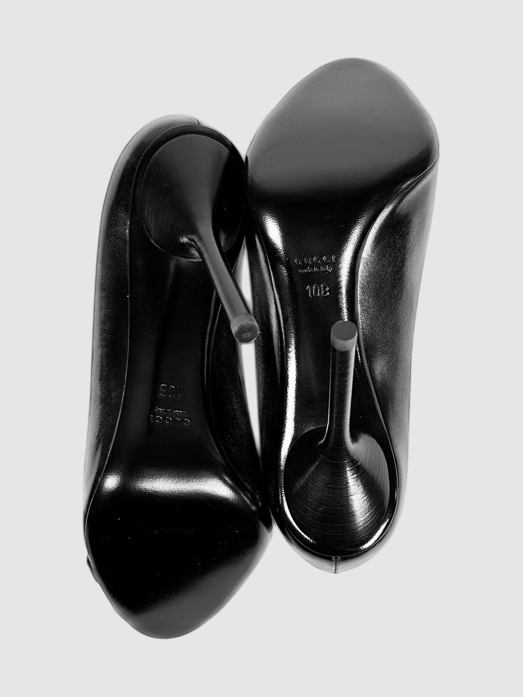 Distressed Horsebit Peep Toe Pumps - Size 10