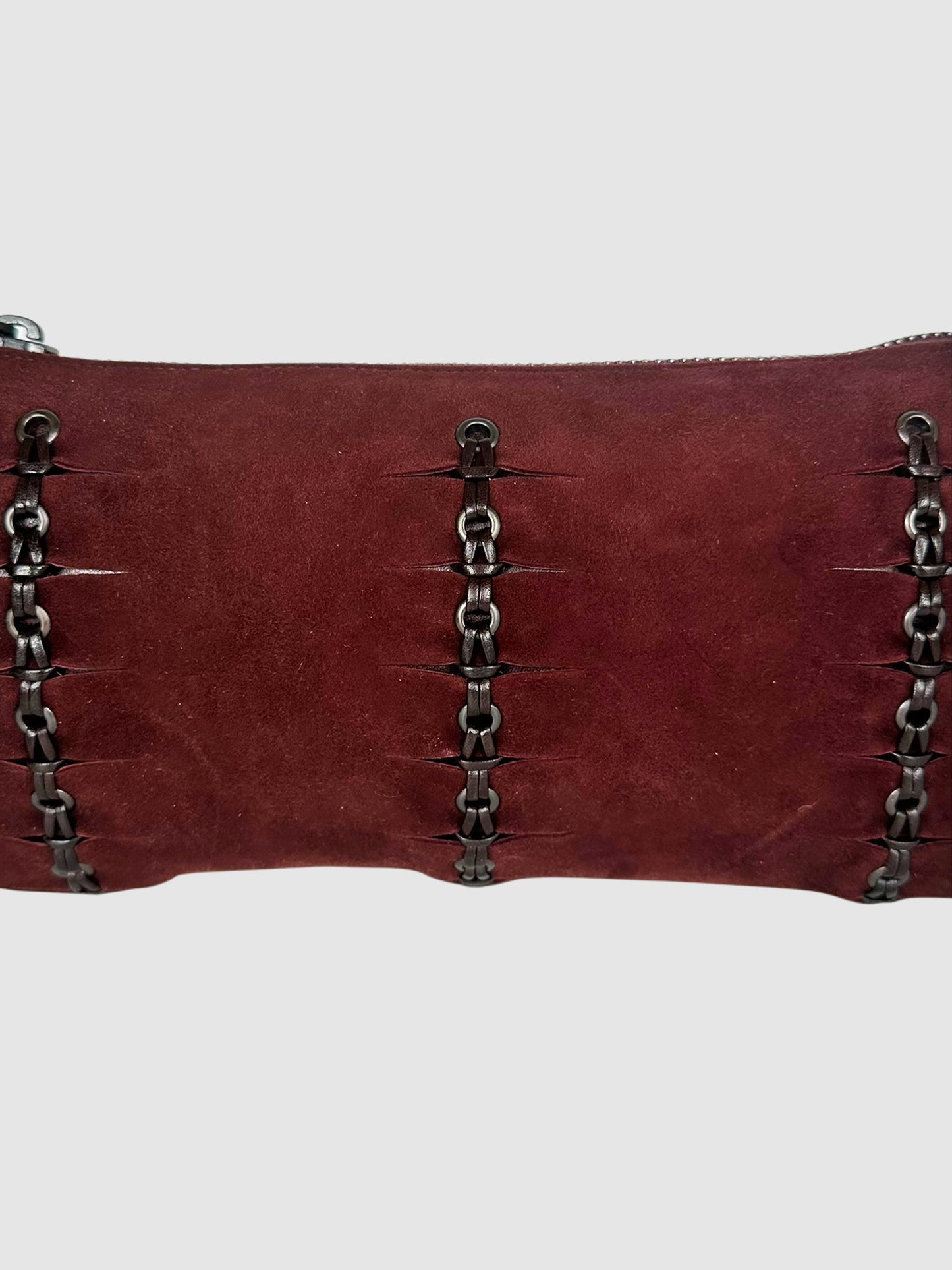 Leather Detailing Suede Wristlet