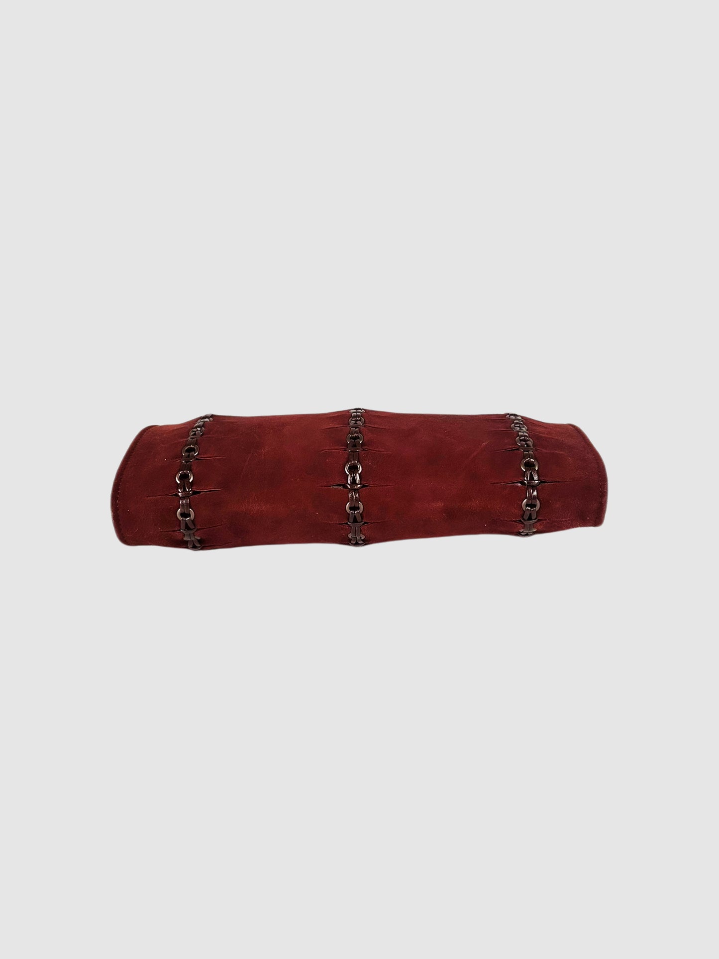 Leather Detailing Suede Wristlet