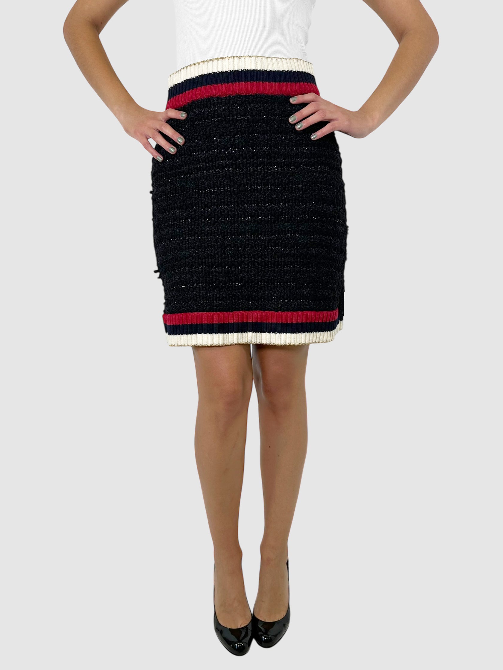 Shimmery Tweed Mini Skirt - Size M