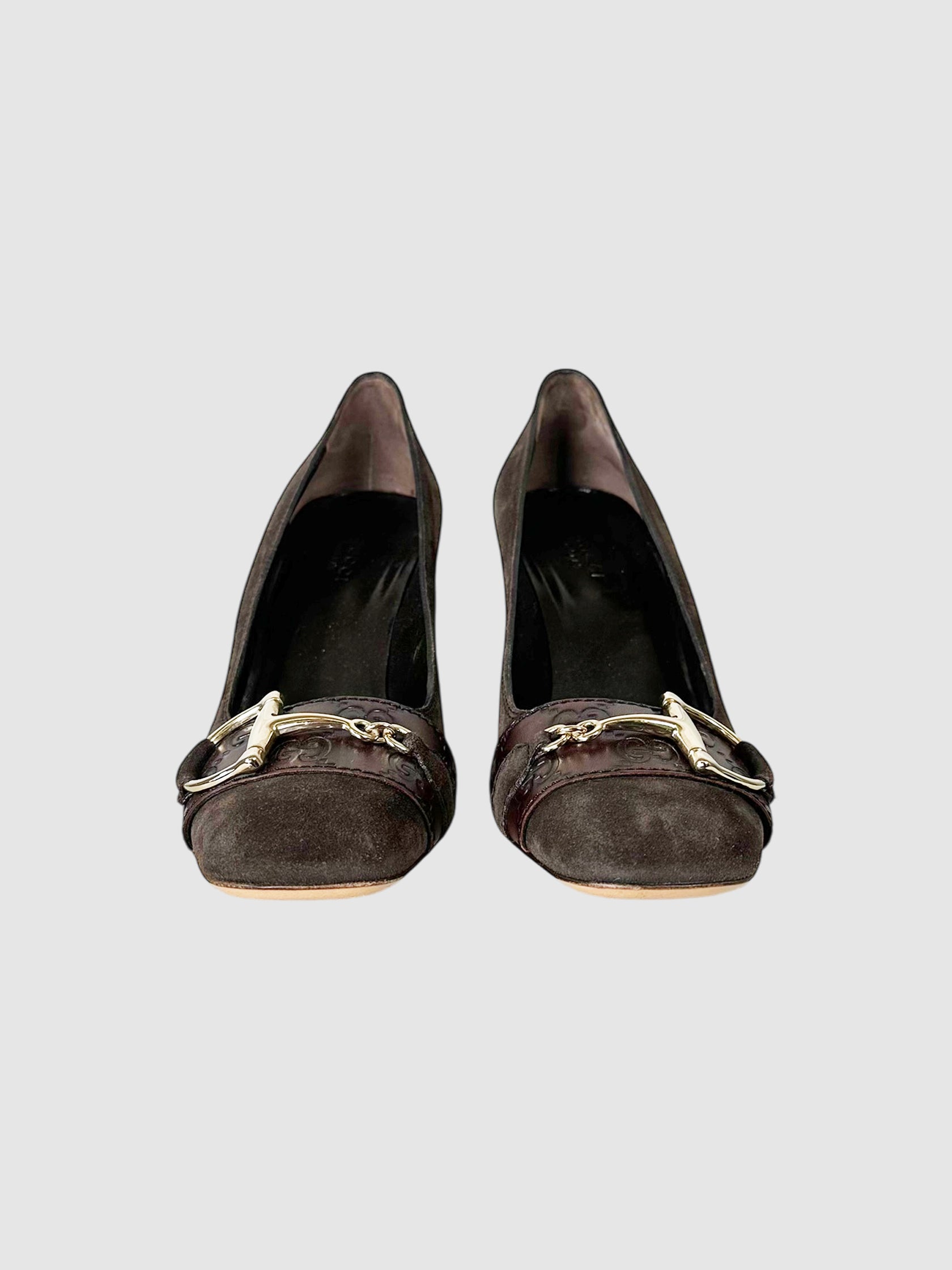 Suede Horsebit Pumps