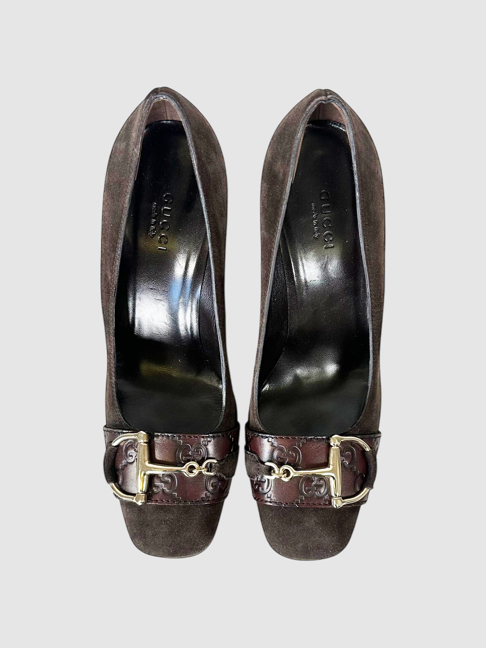 Suede Horsebit Pumps