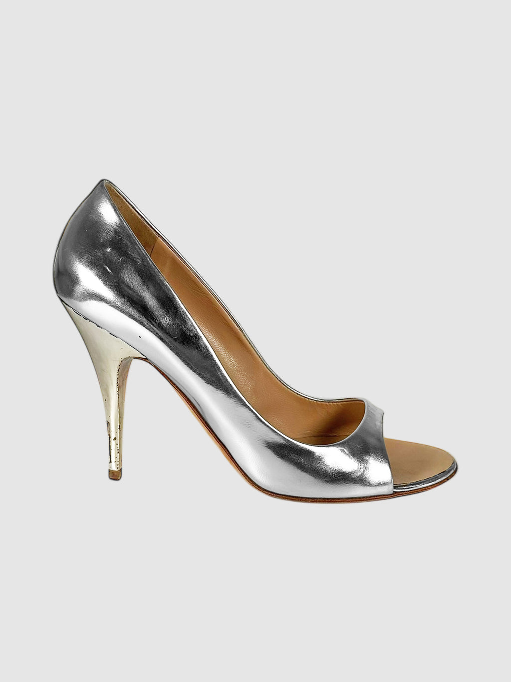 Metallic Open Toe Pumps