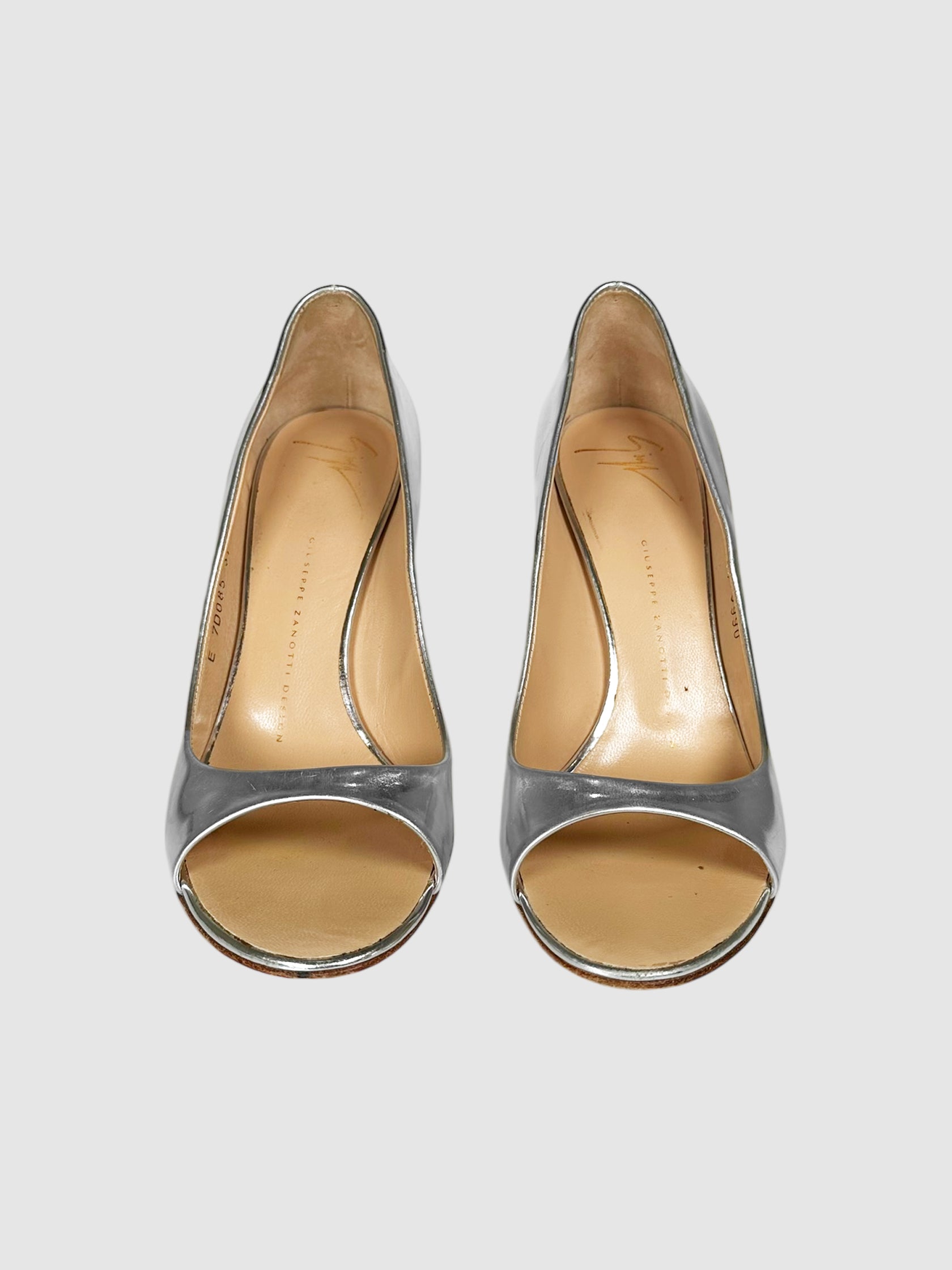 Metallic Open Toe Pumps