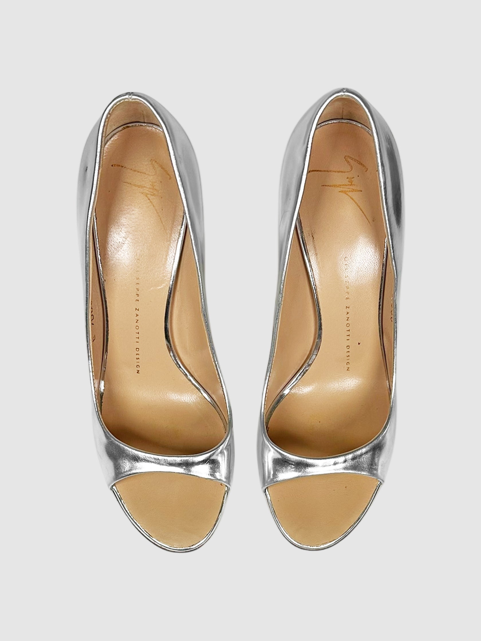 Metallic Open Toe Pumps