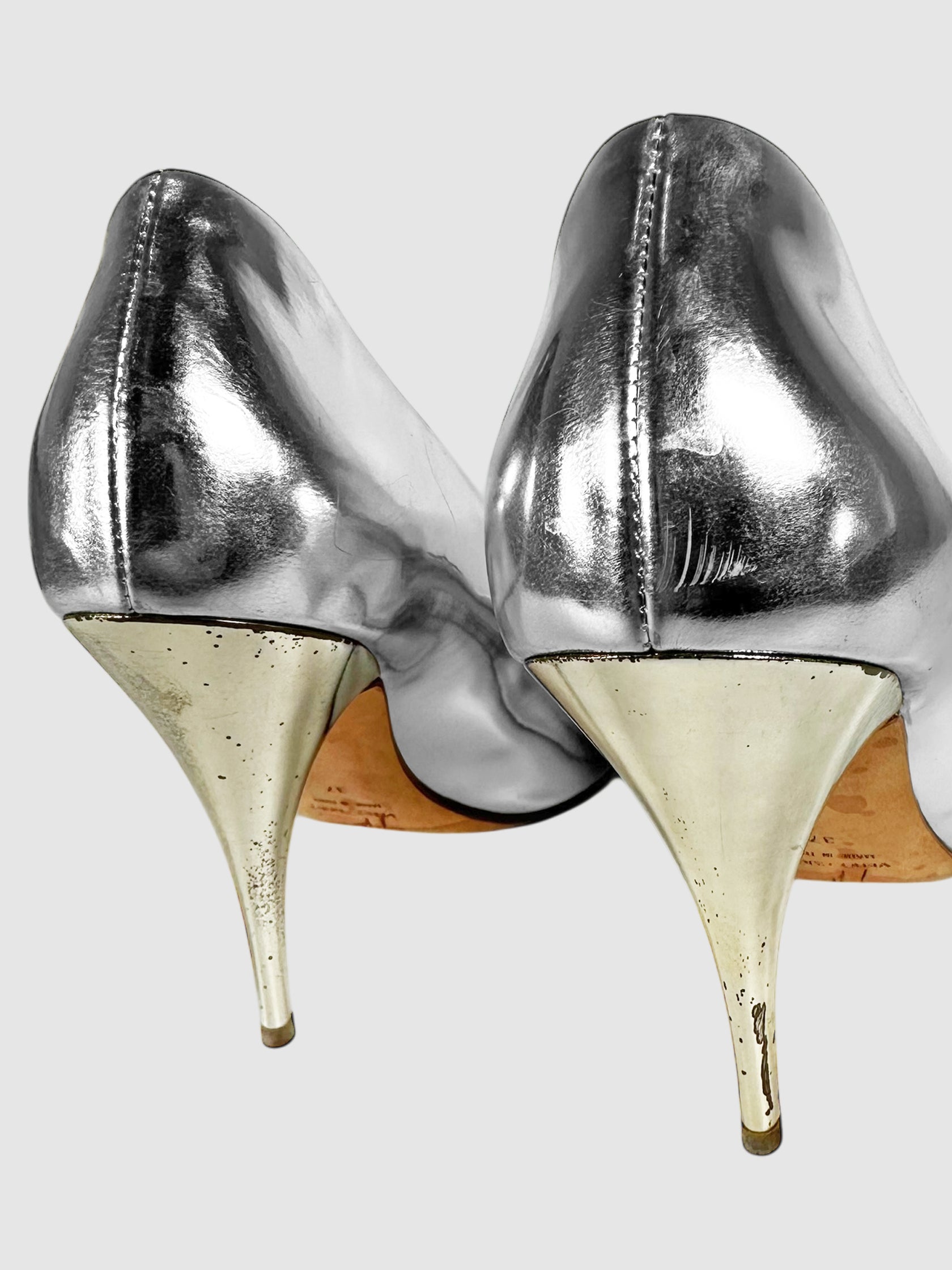 Metallic Open Toe Pumps