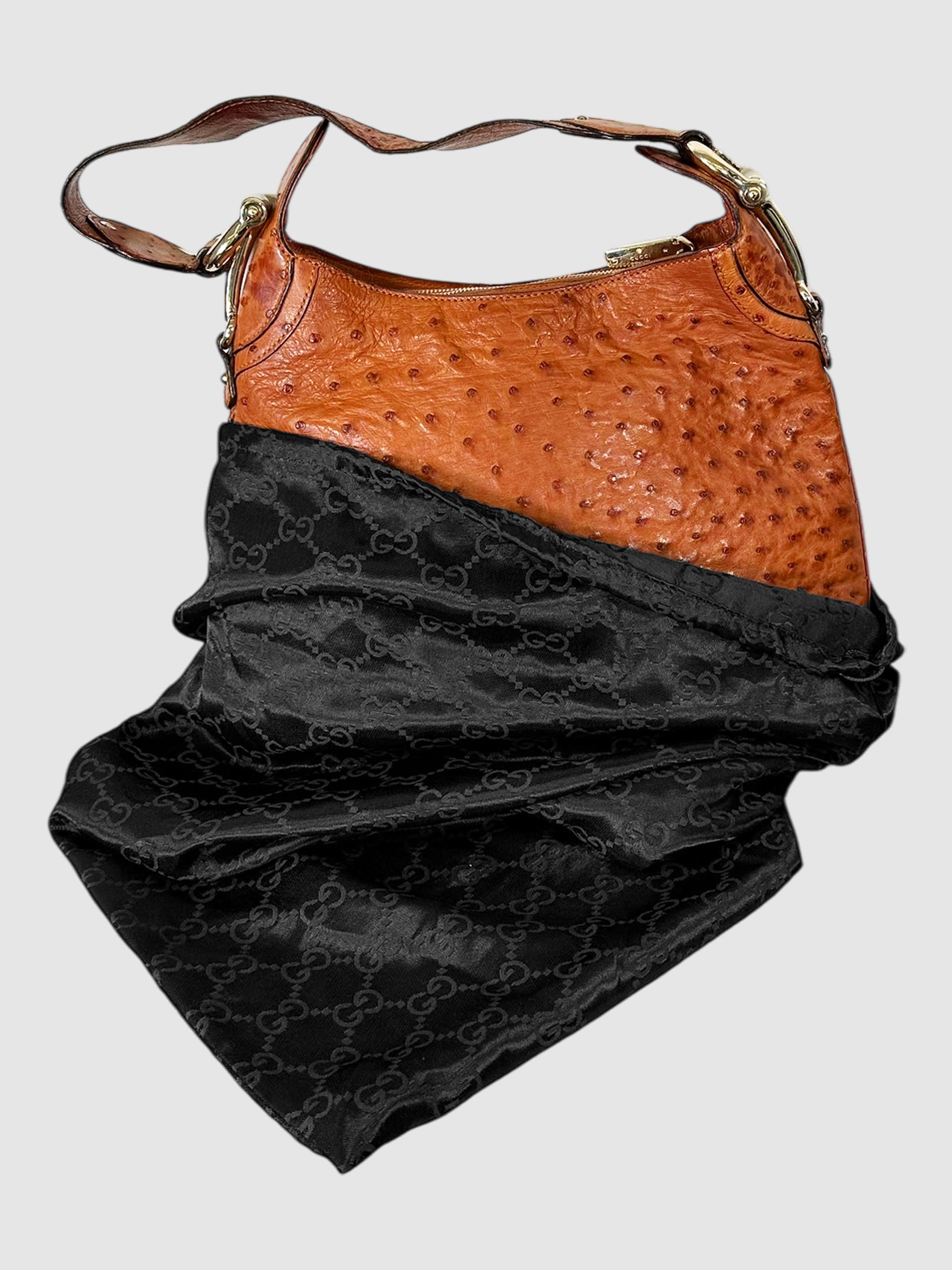 Ostrich Leather Horsebit Bag