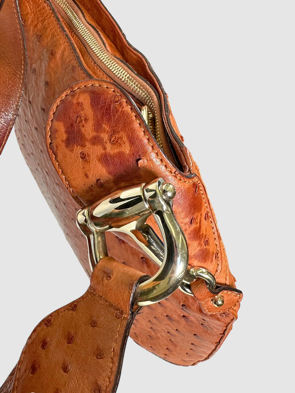 Ostrich Leather Horsebit Bag