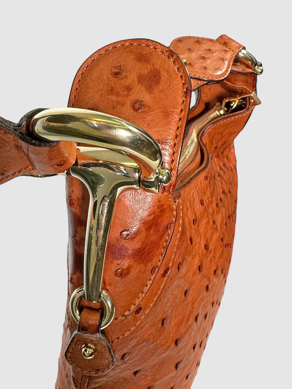 Ostrich Leather Horsebit Bag