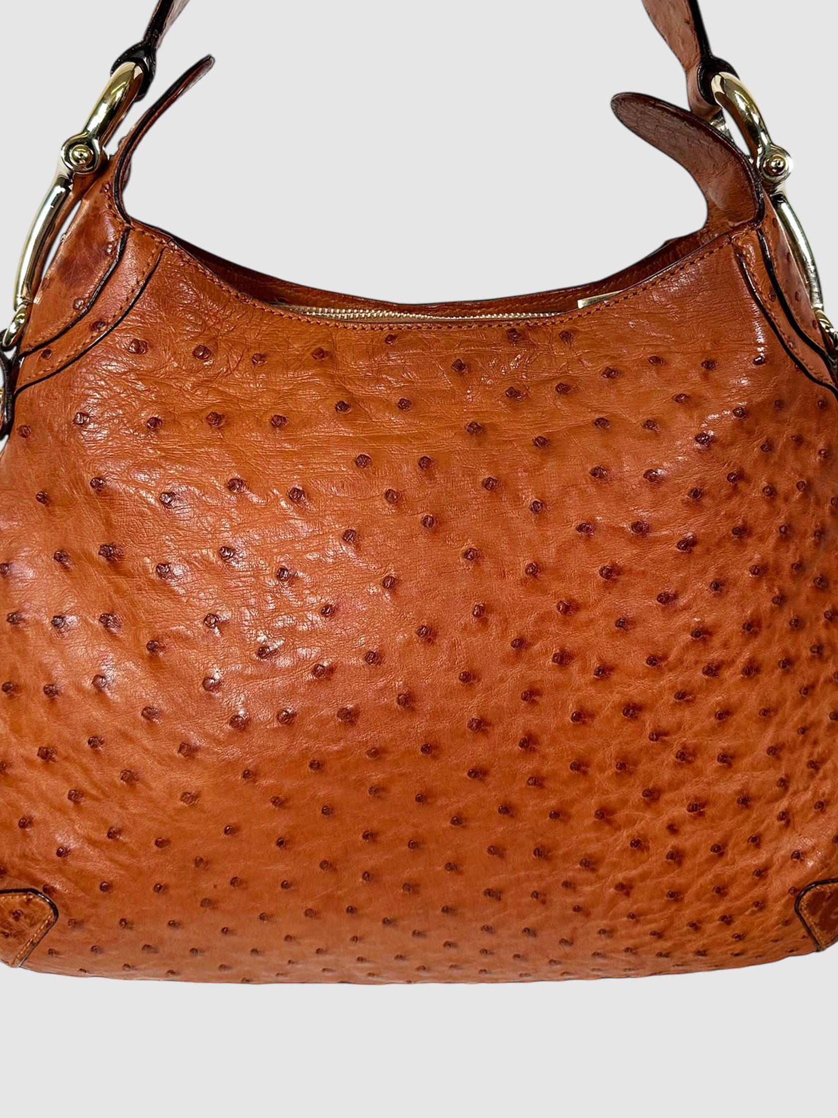Ostrich Leather Horsebit Bag