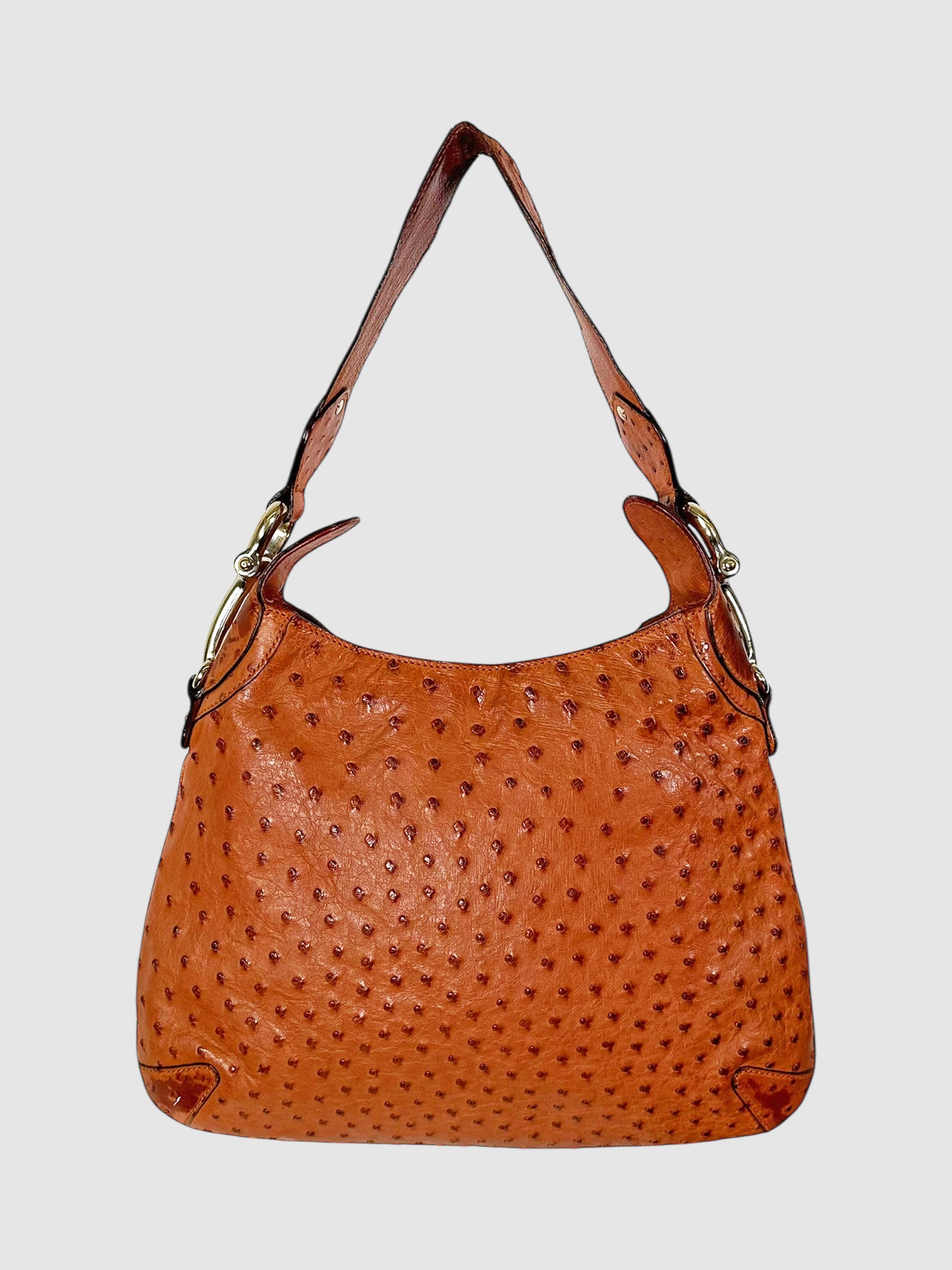 Ostrich Leather Horsebit Bag