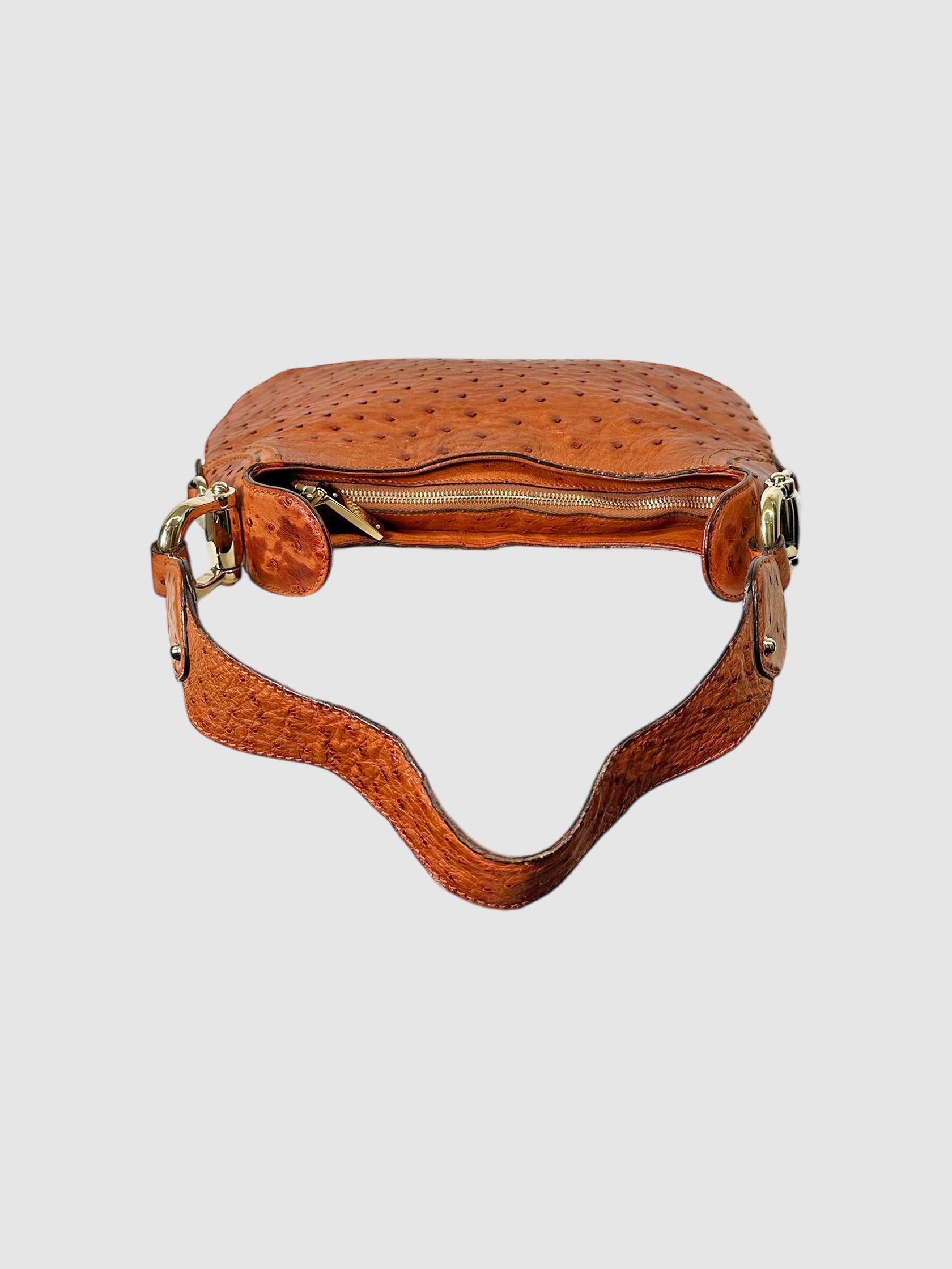 Ostrich Leather Horsebit Bag