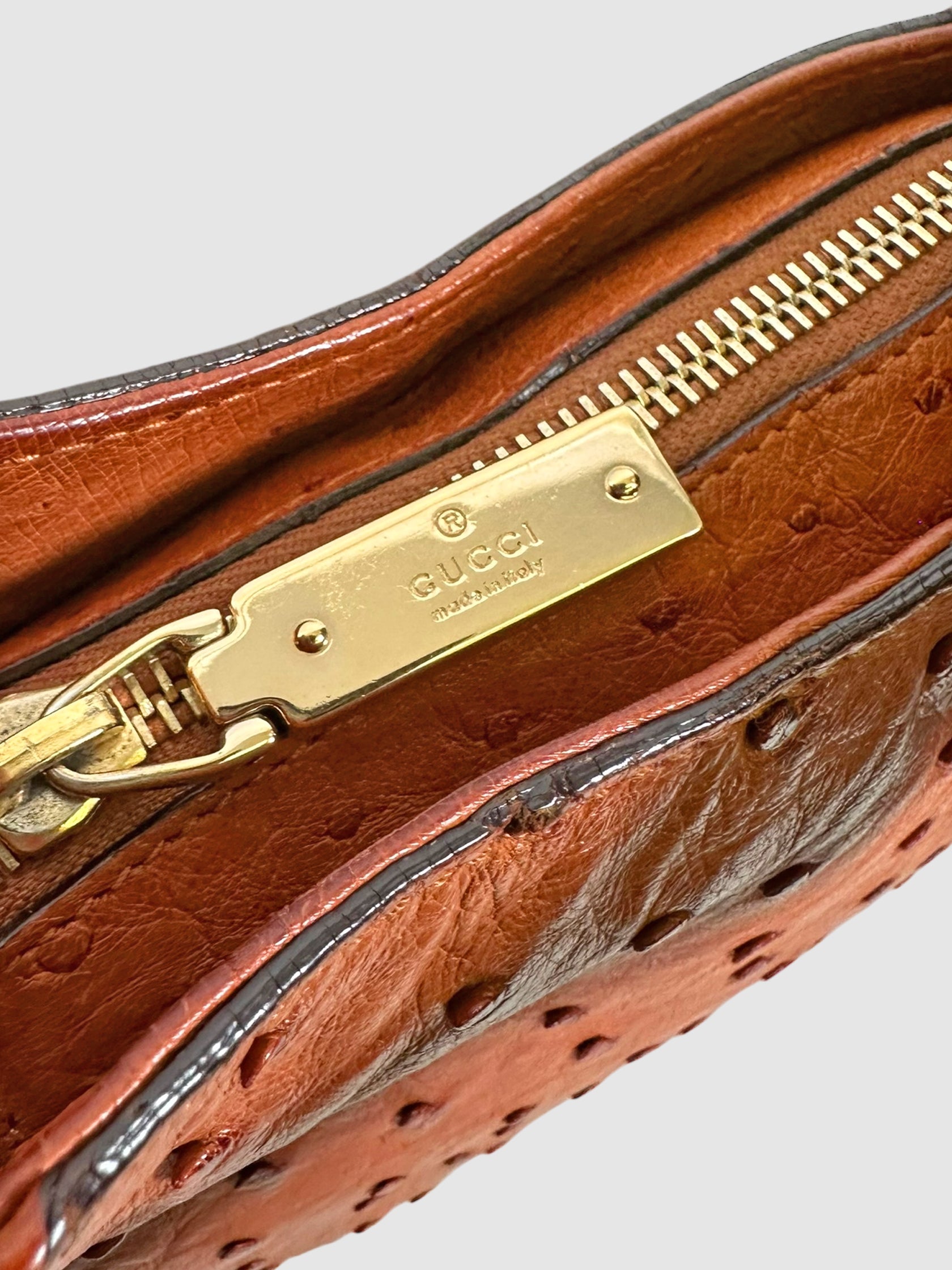 Ostrich Leather Horsebit Bag