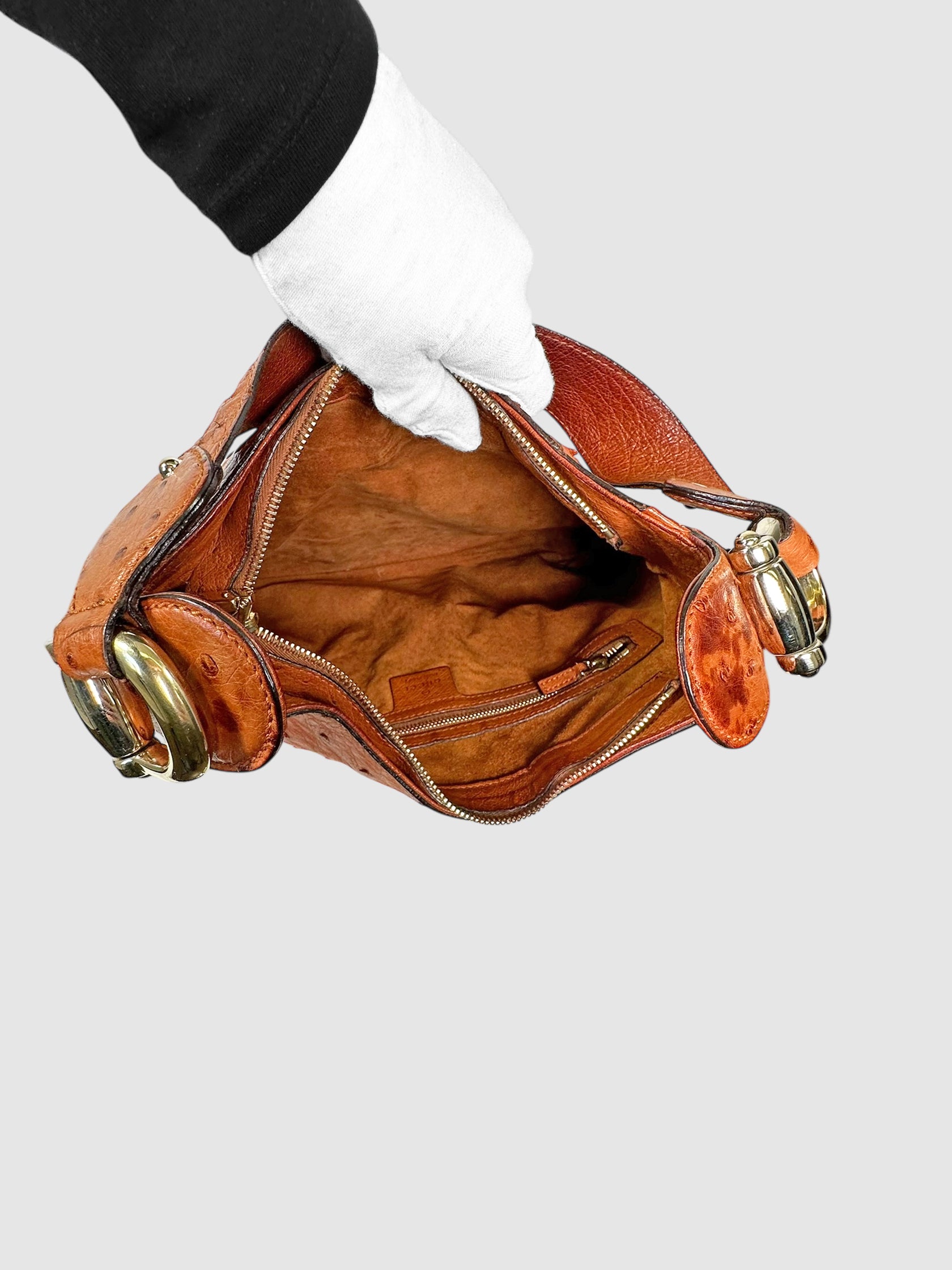 Ostrich Leather Horsebit Bag
