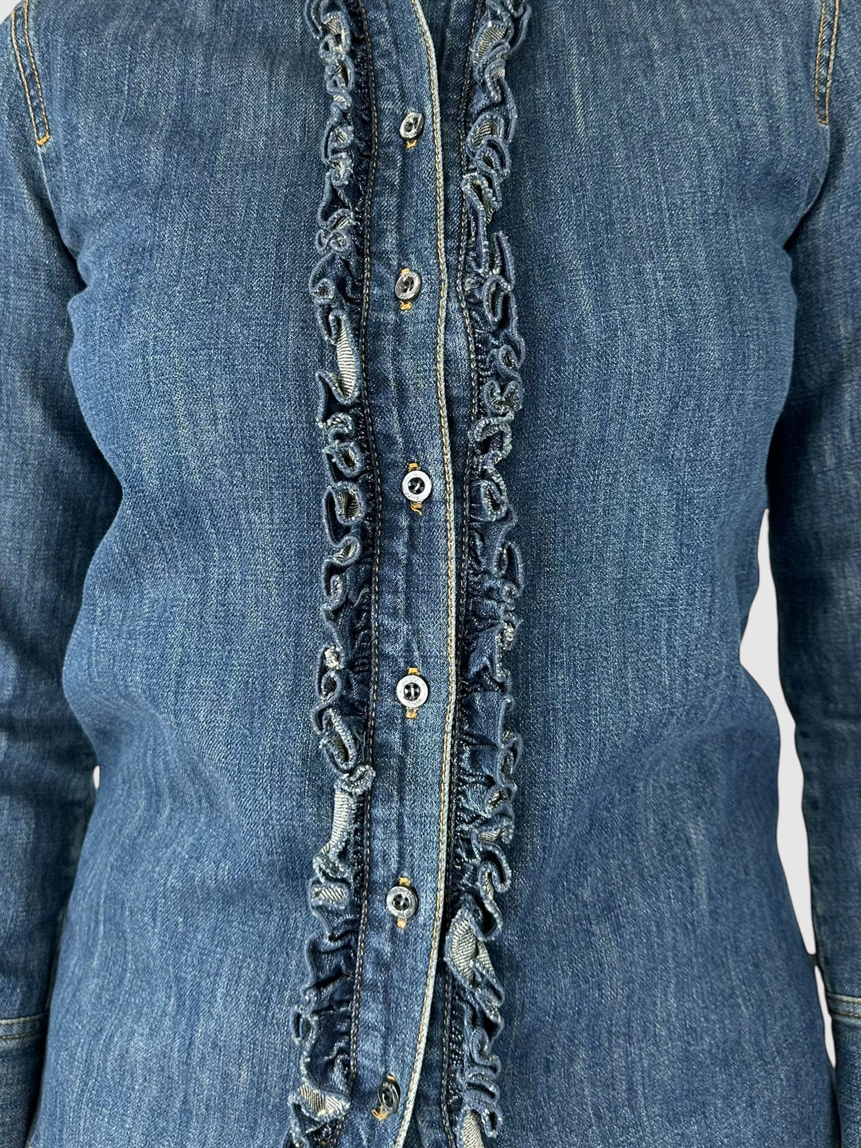 Ruffled Denim Shirt