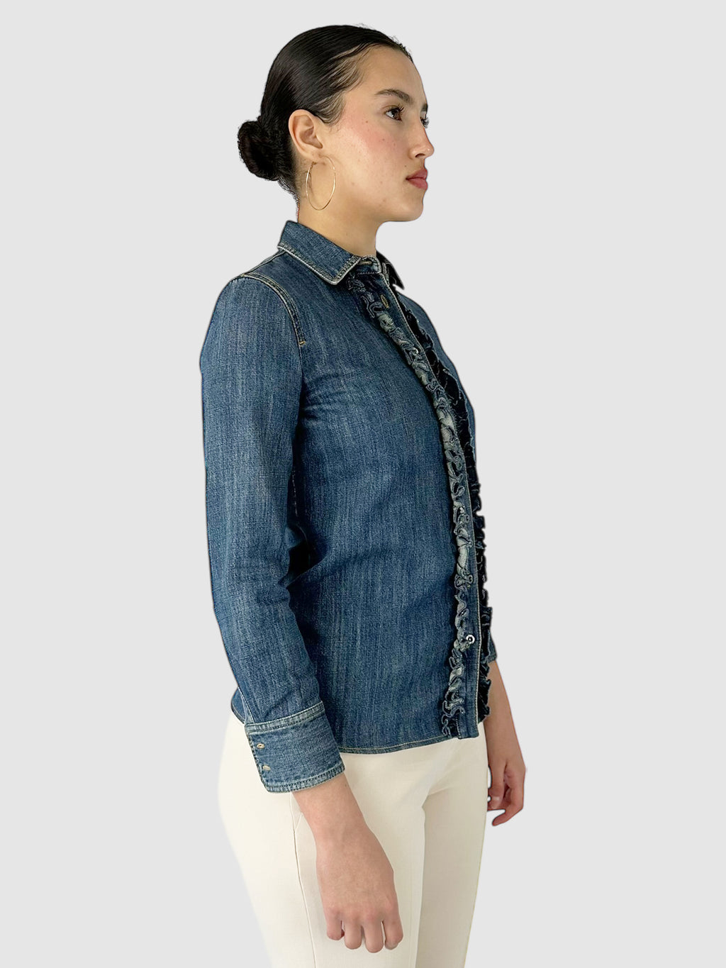 Ruffled Denim Shirt