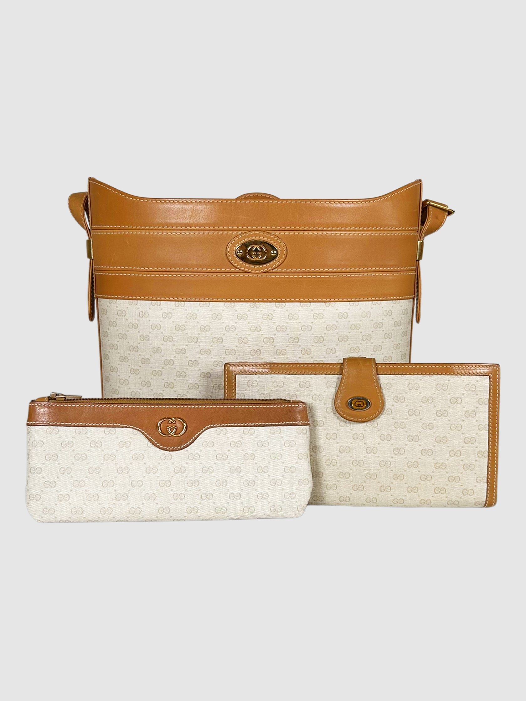 Gucci Beige and Cream Micro GG Canvas 3-Piece Bag Set Luxury Designer Resale Consignment Toronto Canada