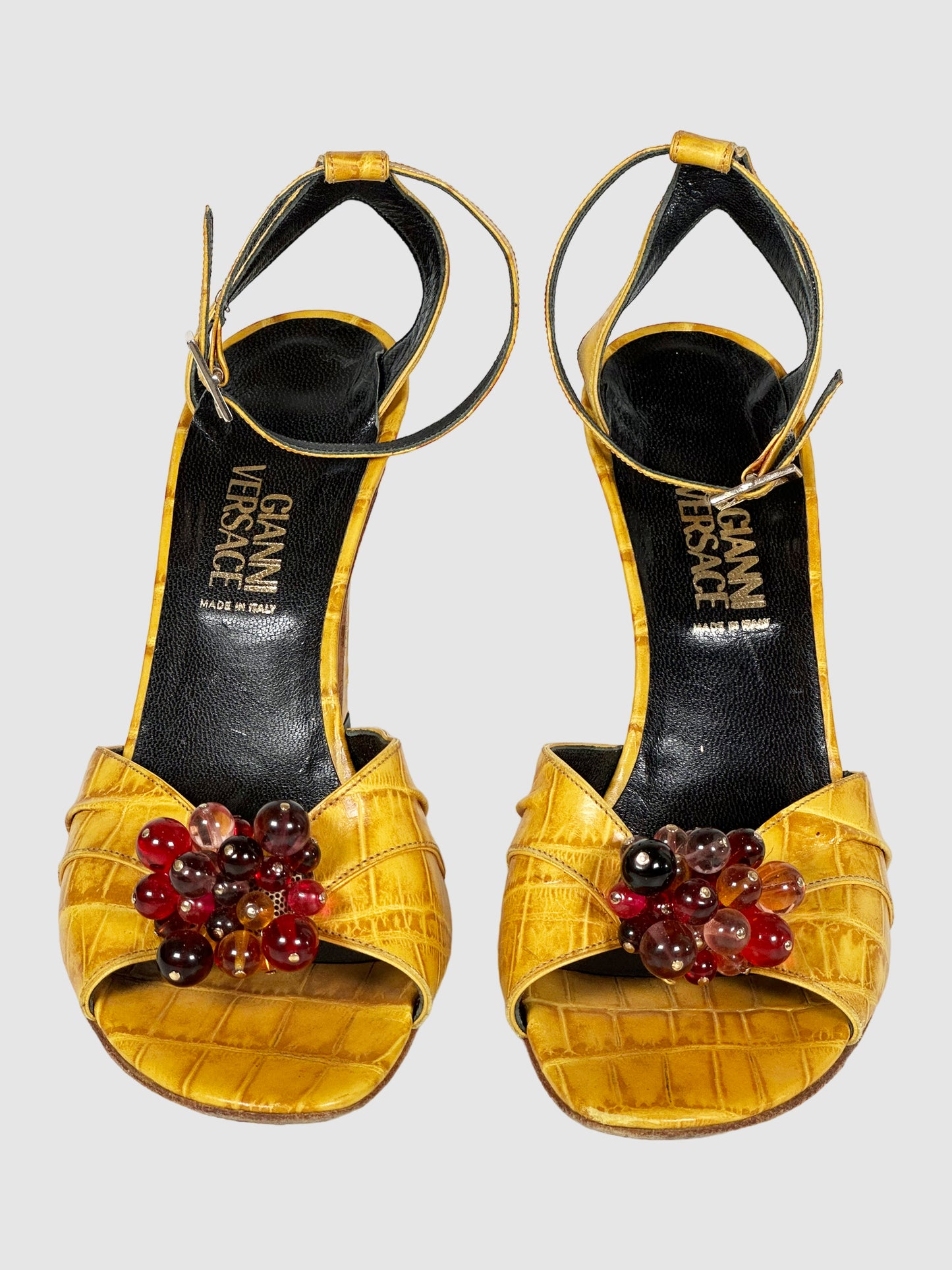 Gianni Versace Embossed Leather Sandals - Size 38