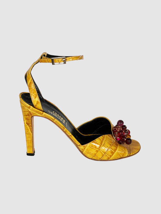 Gianni Versace Embossed Leather Sandals - Size 38