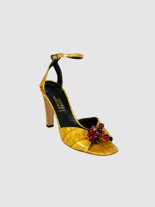 Gianni Versace Embossed Leather Sandals - Size 38