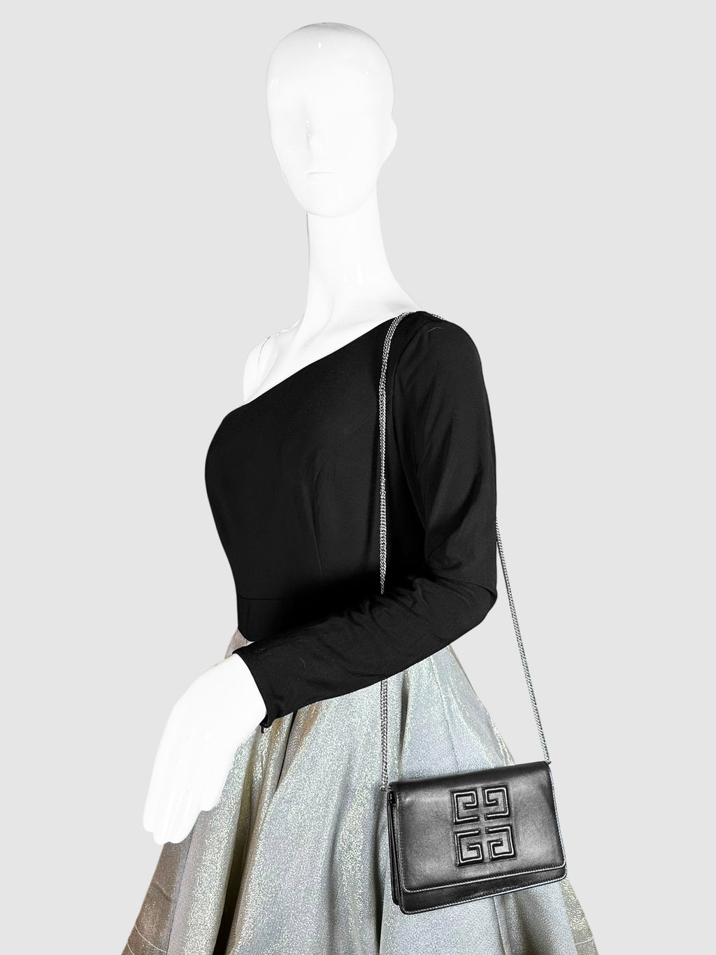 Givenchy Black Leather 4G Emblem Wallet on Chain Crossbody Bag Handbag Luxury Designer Resale Consignment Toronto Secondhand Canada