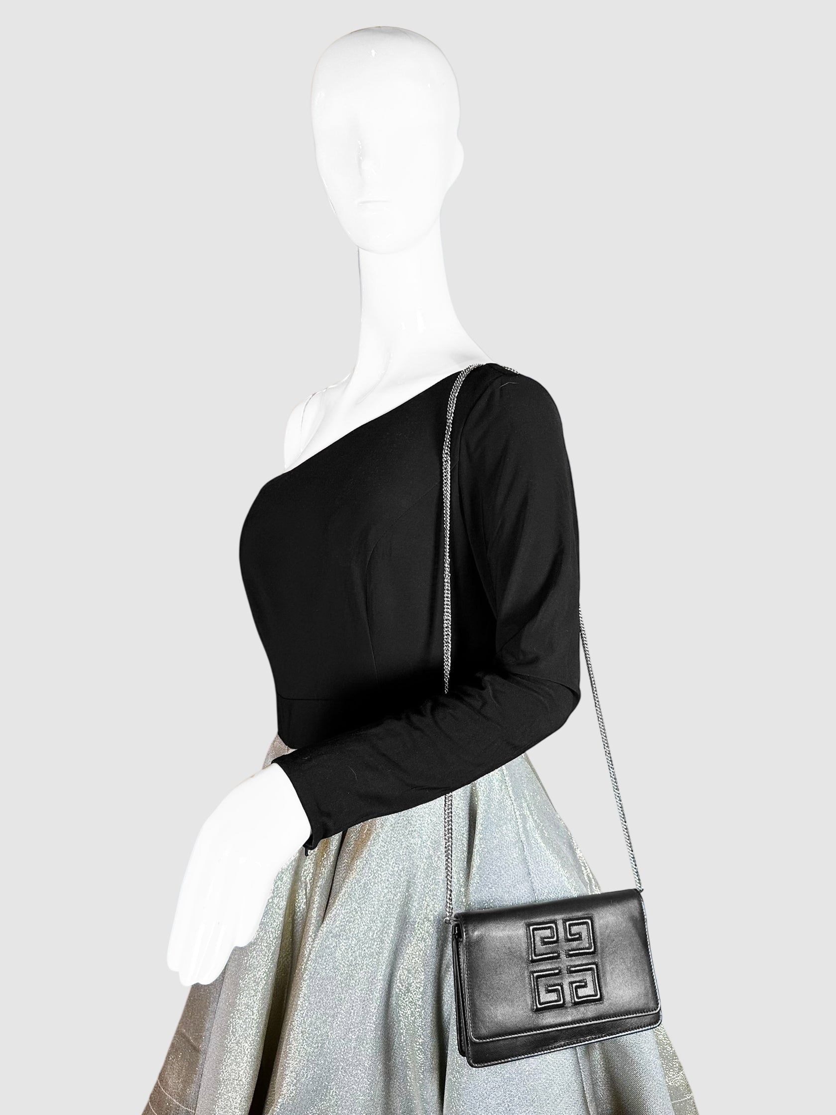 Givenchy Black Leather 4G Emblem Wallet on Chain Crossbody Bag Handbag Luxury Designer Resale Consignment Toronto Secondhand Canada