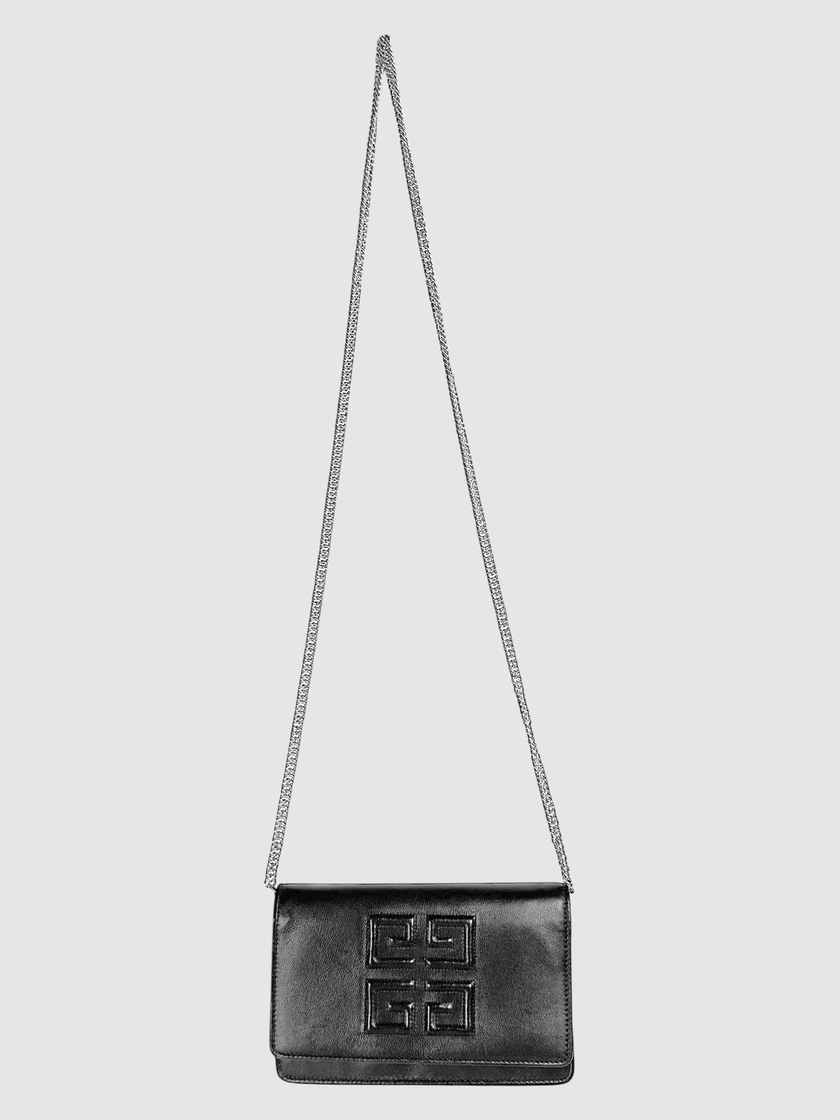 Givenchy Black Leather 4G Emblem Wallet on Chain Crossbody Bag Handbag Luxury Designer Resale Consignment Toronto Secondhand Canada