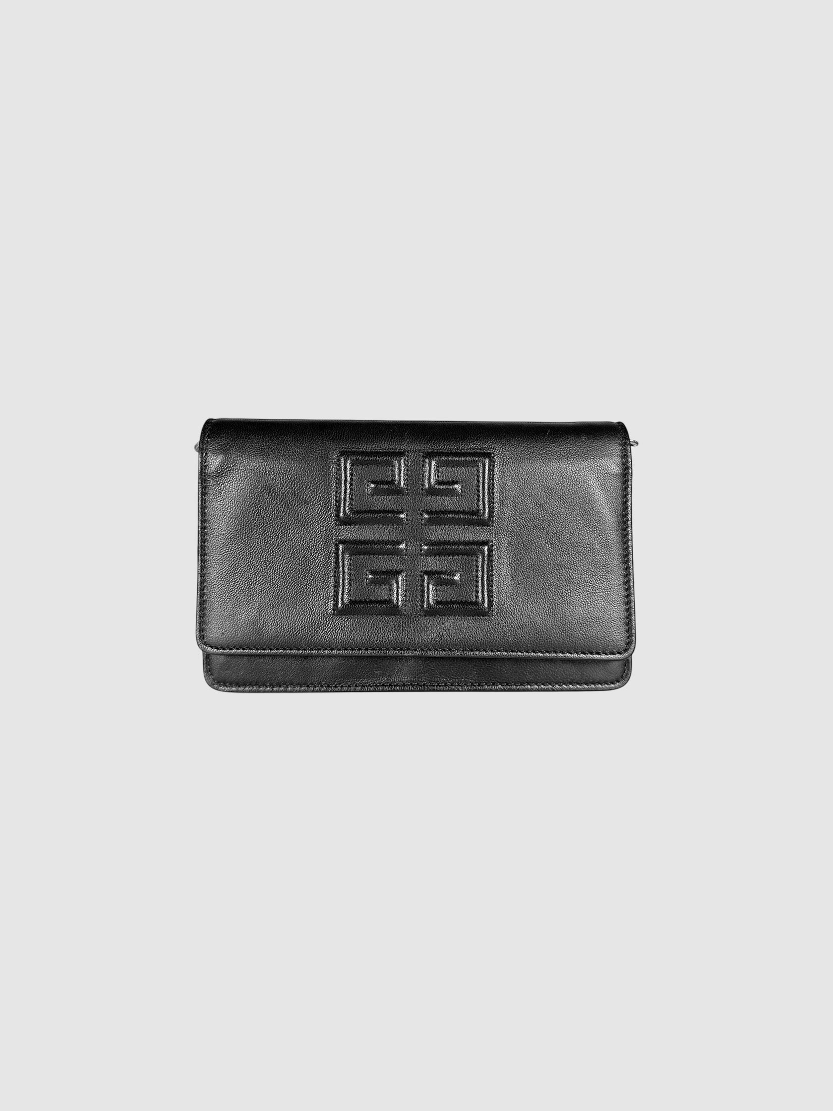 Givenchy Black Leather 4G Emblem Wallet on Chain Crossbody Bag Handbag Luxury Designer Resale Consignment Toronto Secondhand Canada