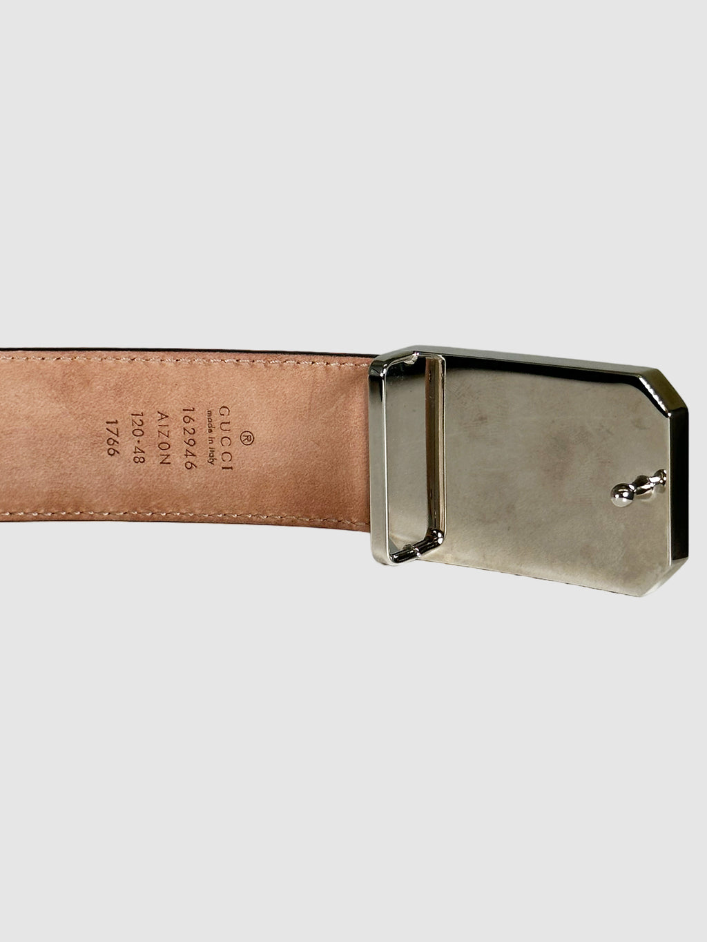 Diamante Print Leather Belt - Size 48