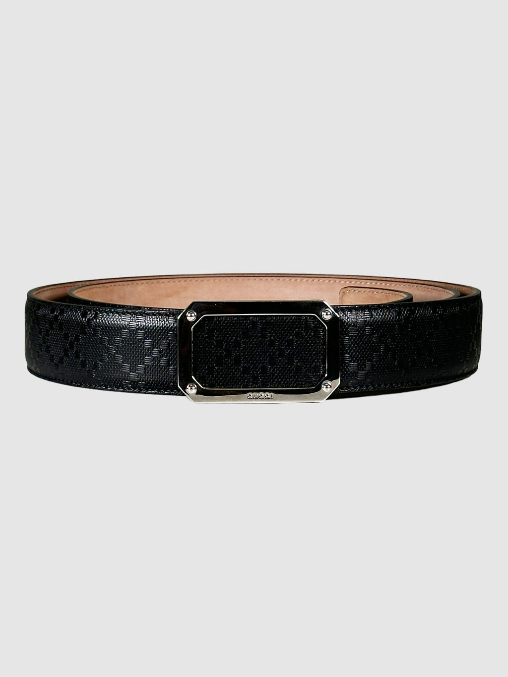 Diamante Print Leather Belt - Size 48