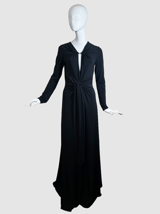 Halston Cut-Out Long-Sleeve Gown - Size M