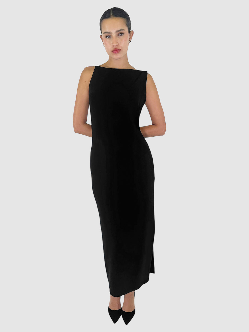 Rhinestone Strap Low Back Maxi Dress - Size 10