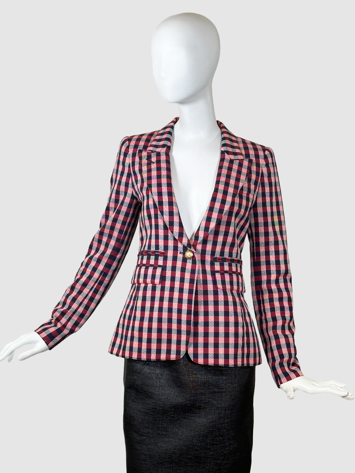 Smythe Plaid Single Breasted Blazer - Size 4