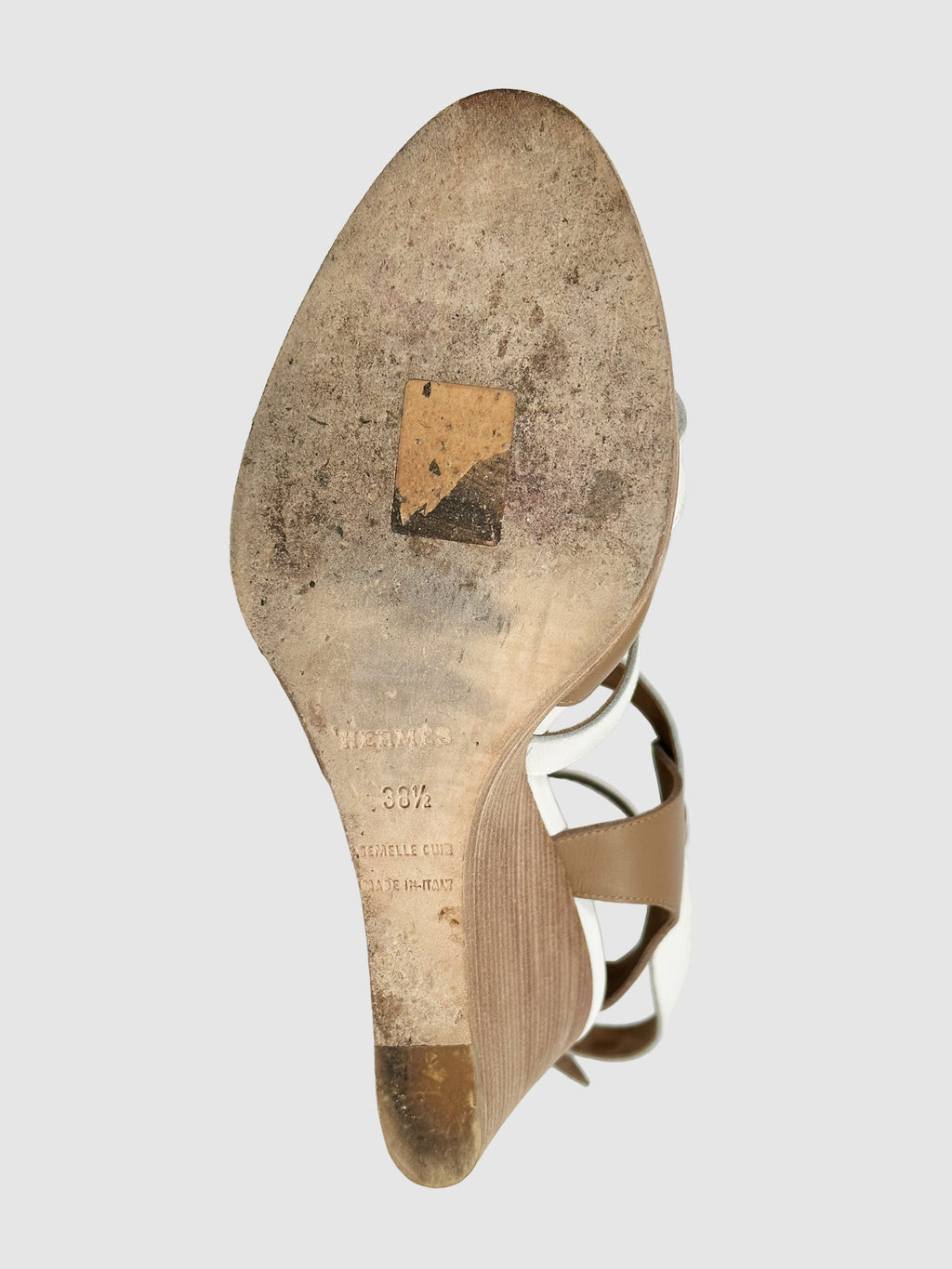 Leather Colourblock Pattern Sandals - Size 38.5