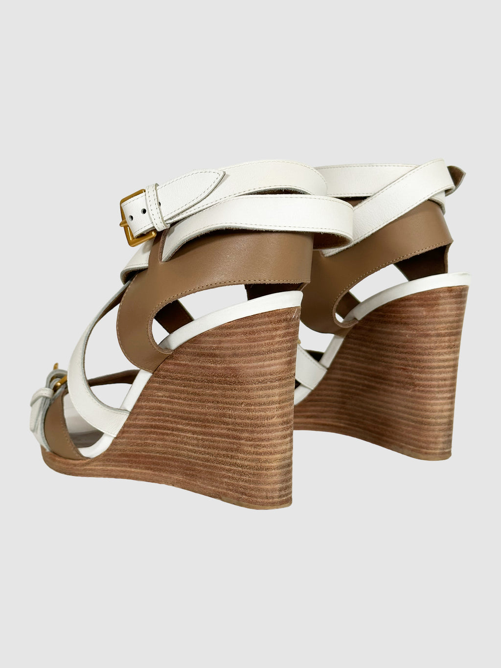 Leather Colourblock Pattern Sandals - Size 38.5