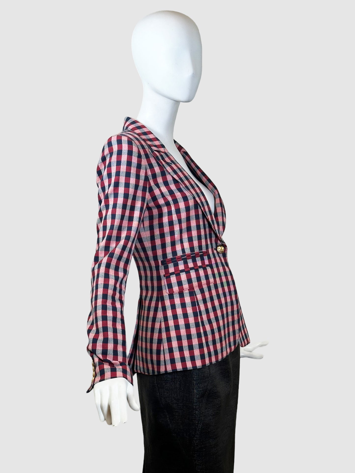 Smythe Plaid Single Breasted Blazer - Size 4