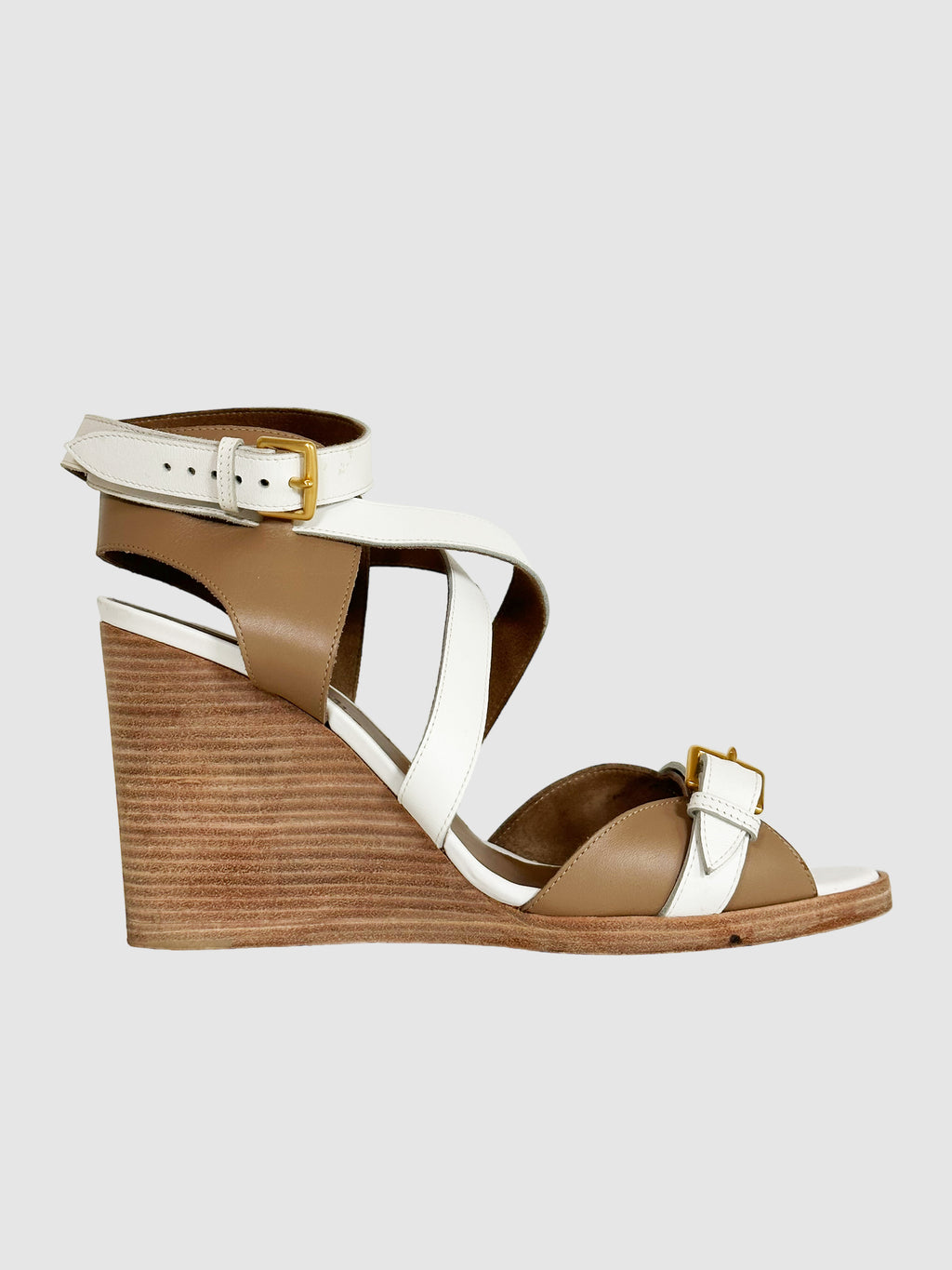 Leather Colourblock Pattern Sandals - Size 38.5