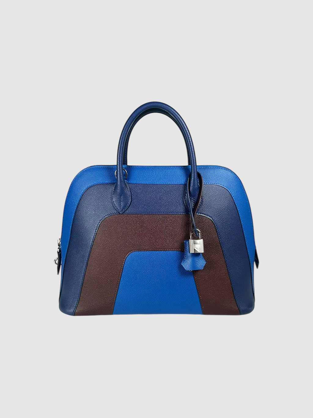 Hermès Blue and Brown Epsom Leather Rainbow Bolide 1923 30 Bag Luxury Designer Resale Consignment Secondhand Toronto