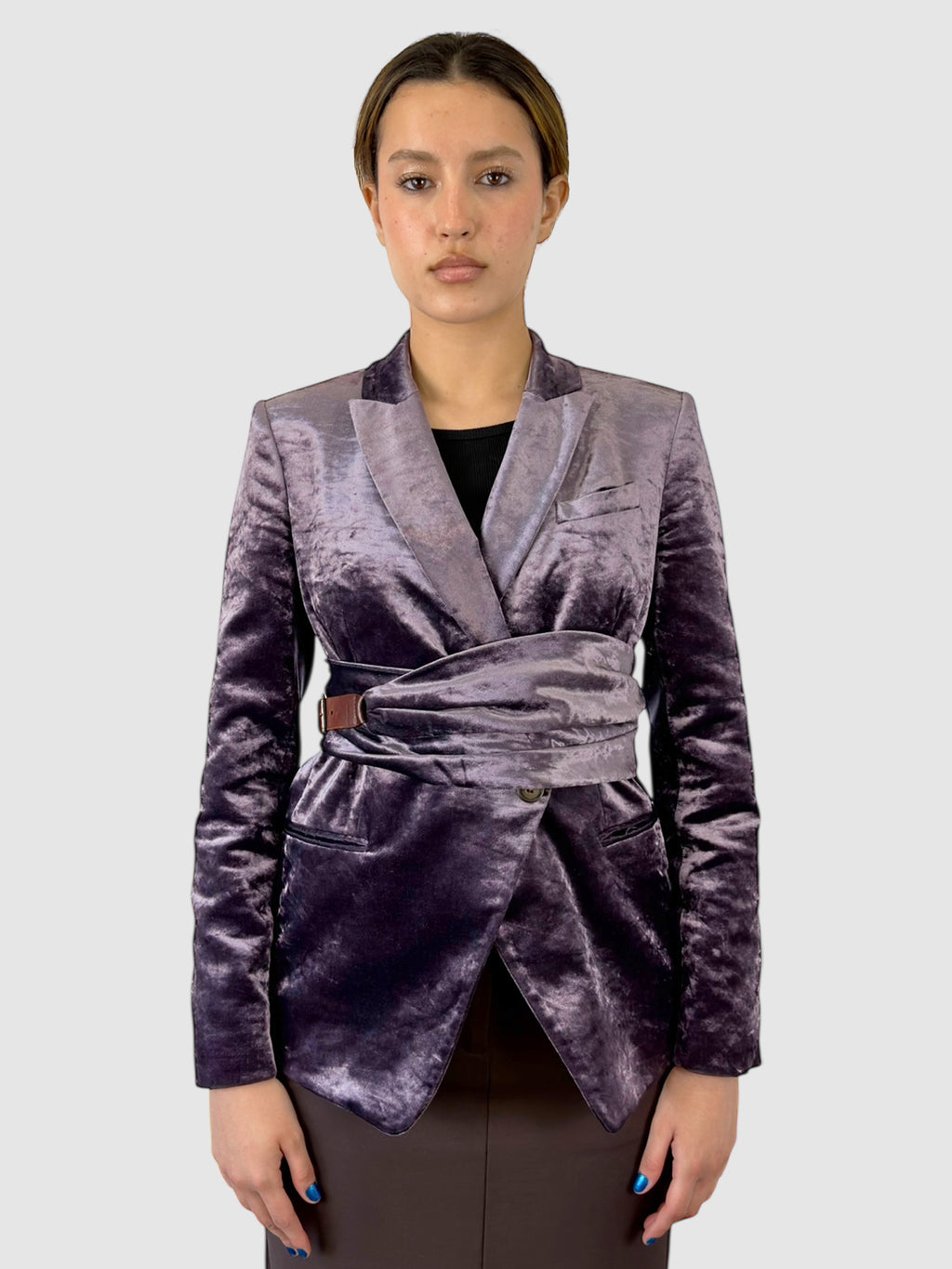 Velvet Belted Blazer