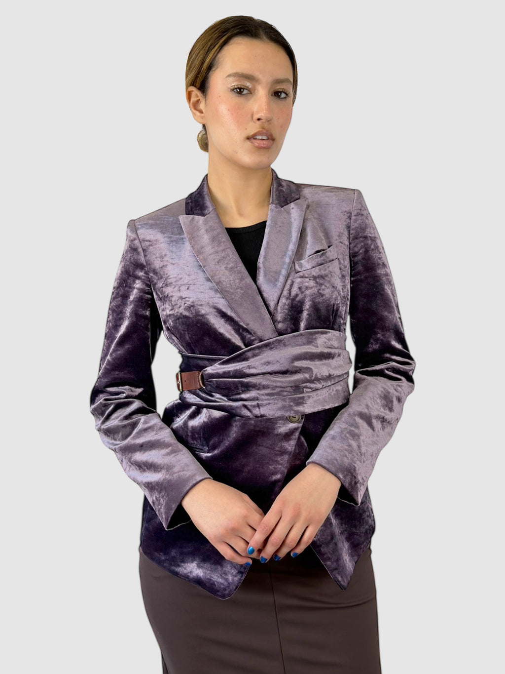 Velvet Belted Blazer