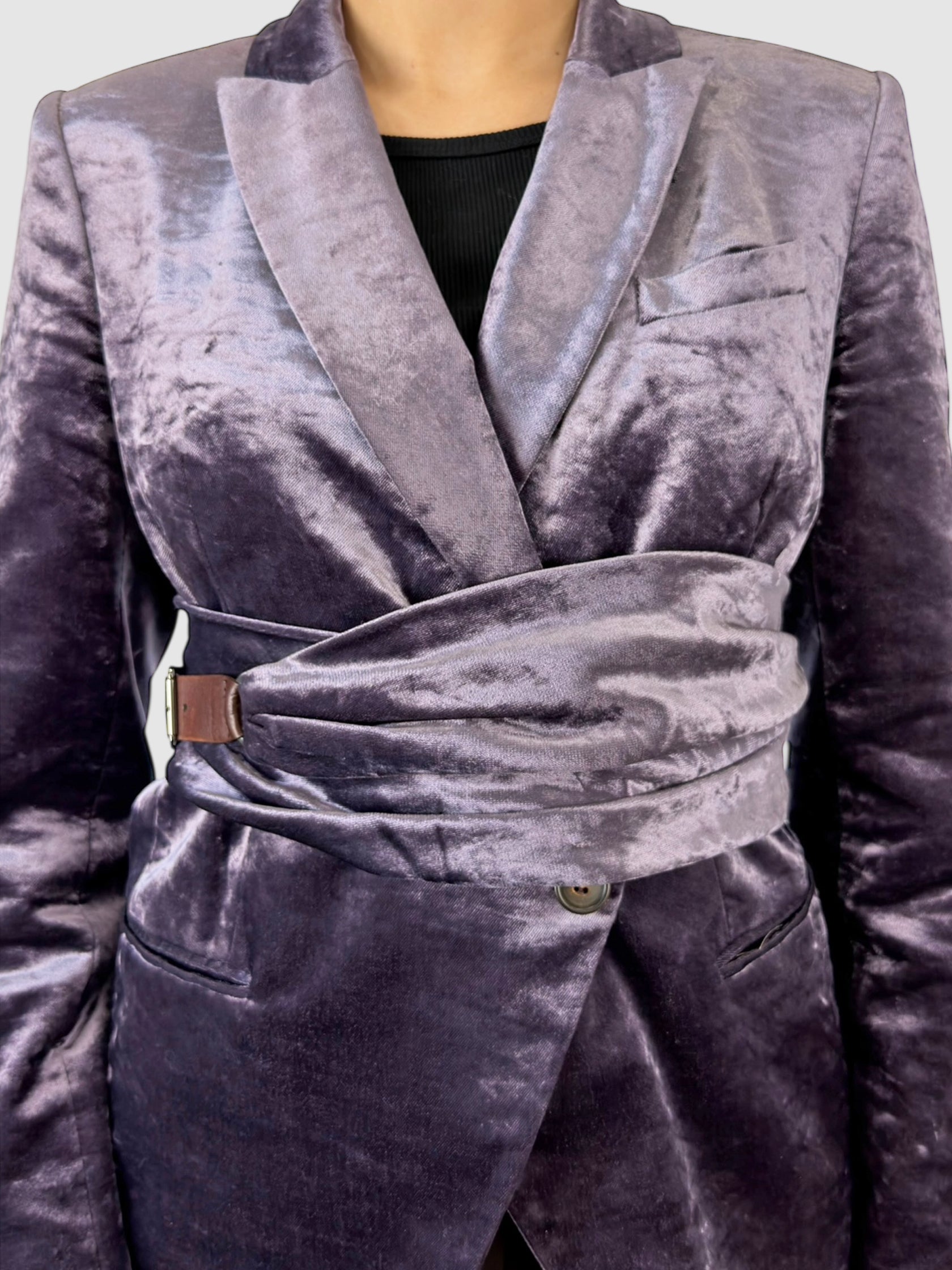 Velvet Belted Blazer
