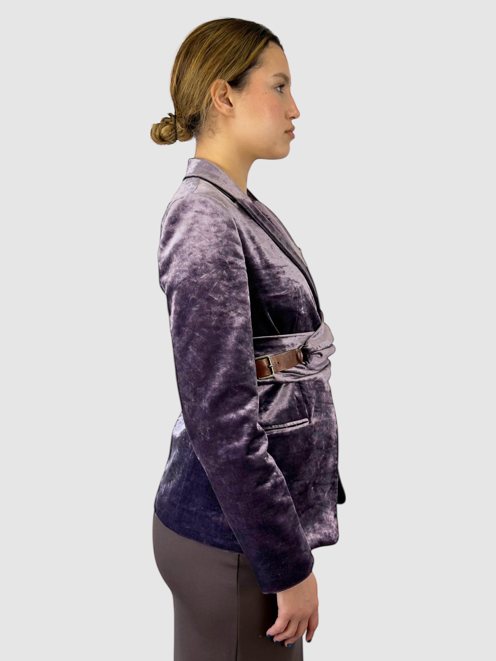 Velvet Belted Blazer