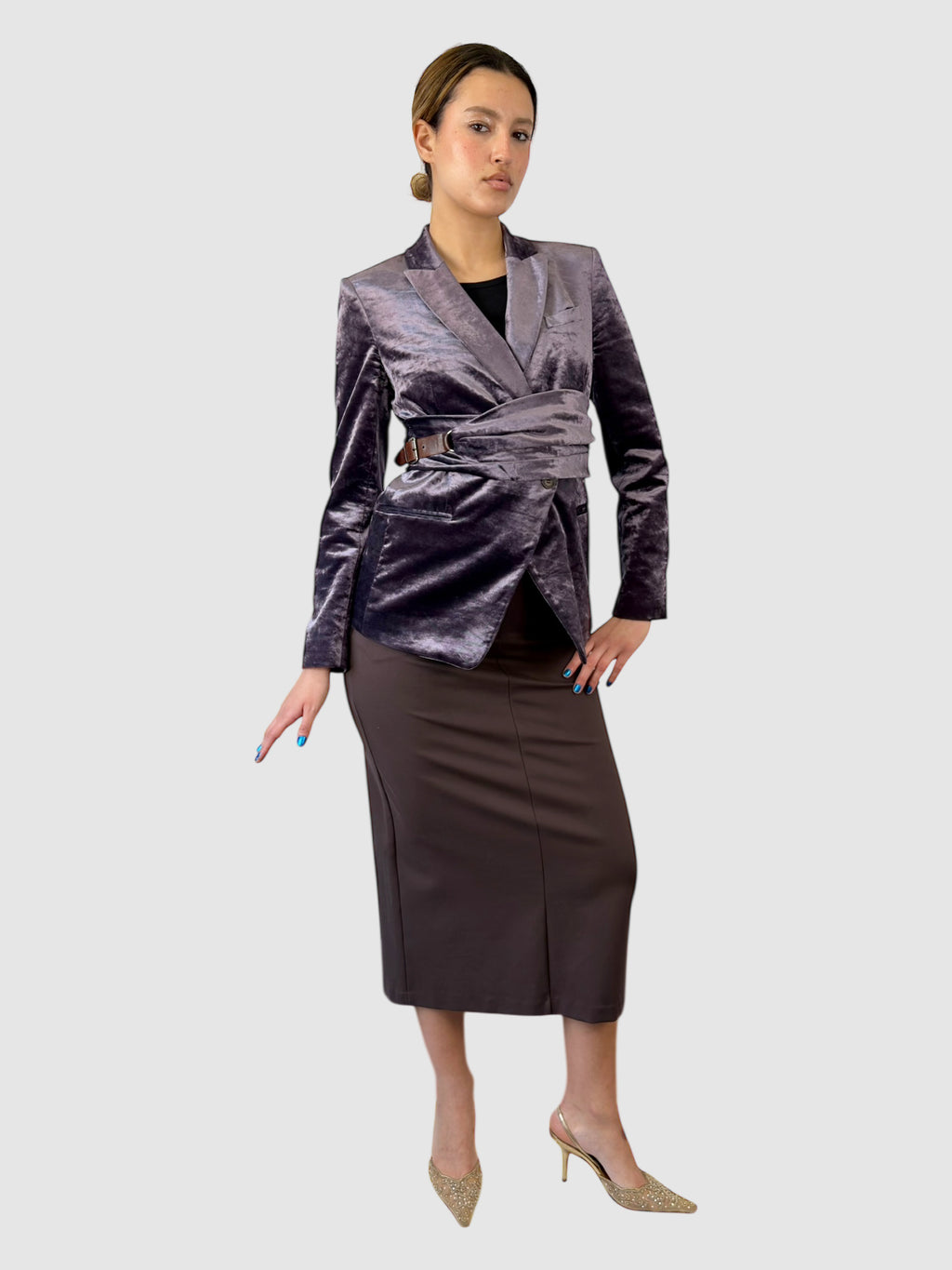 Velvet Belted Blazer