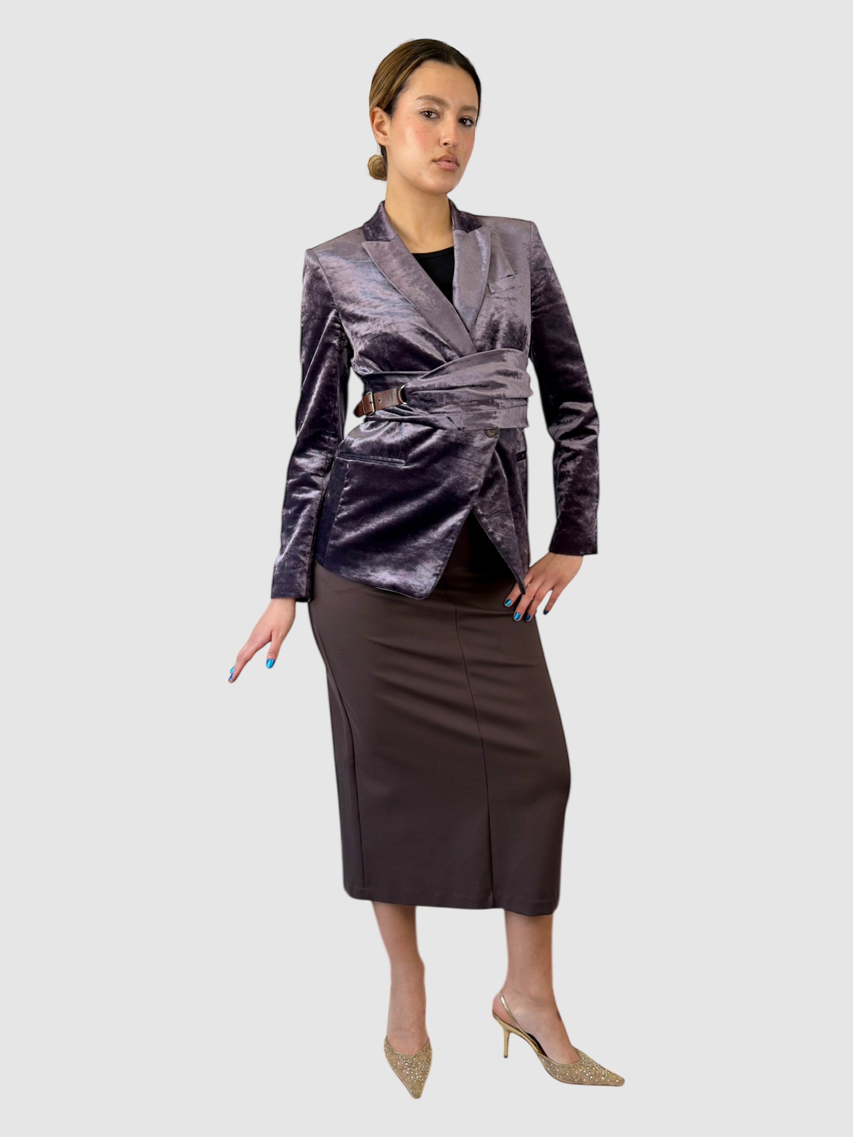 Velvet Belted Blazer