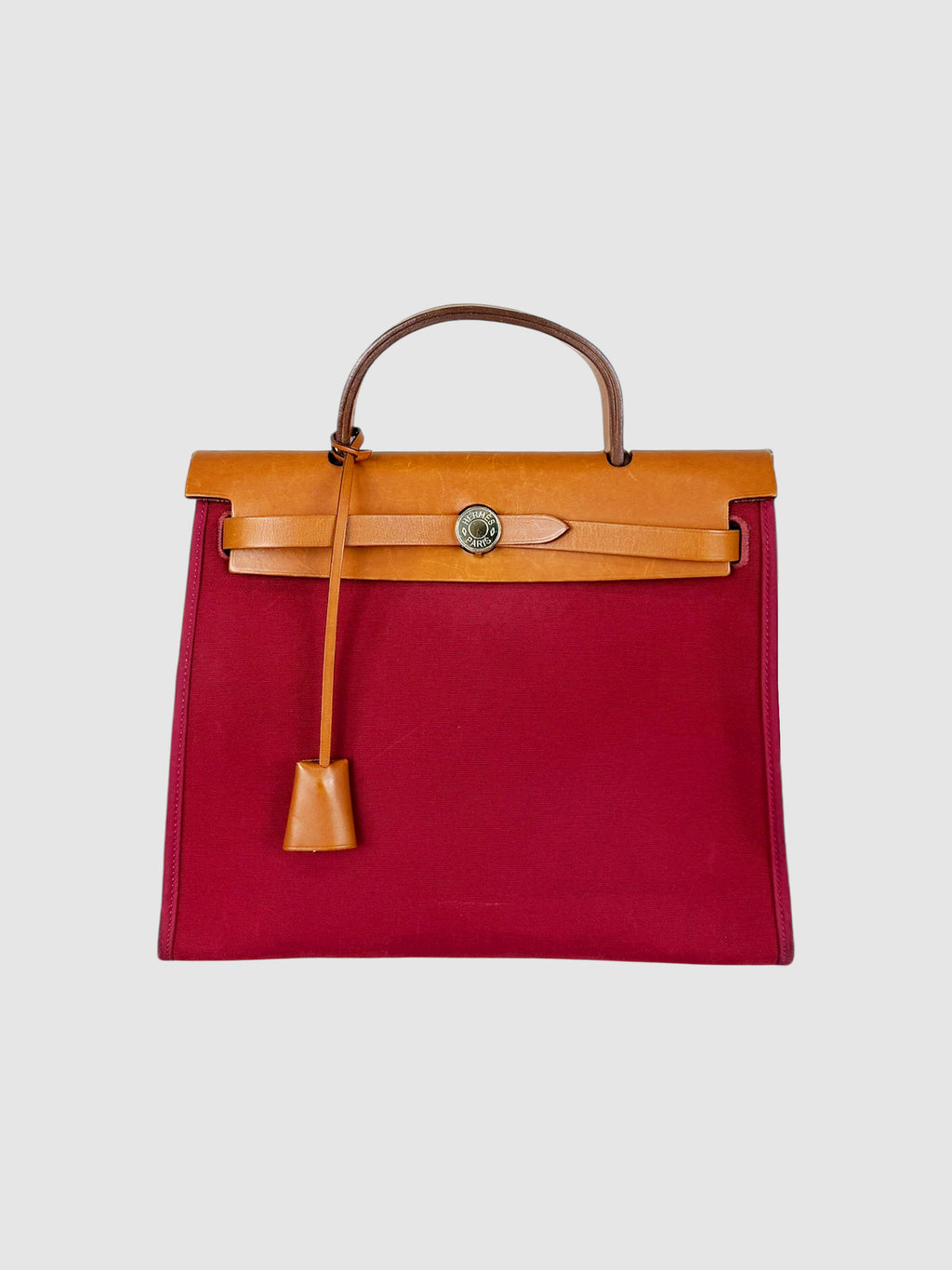 Hermès Red Canvas and Leather Herbag Zip 31 Bag Shoulder Bag Luxury Designer Resale Consignment Secondhand Toronto Canada