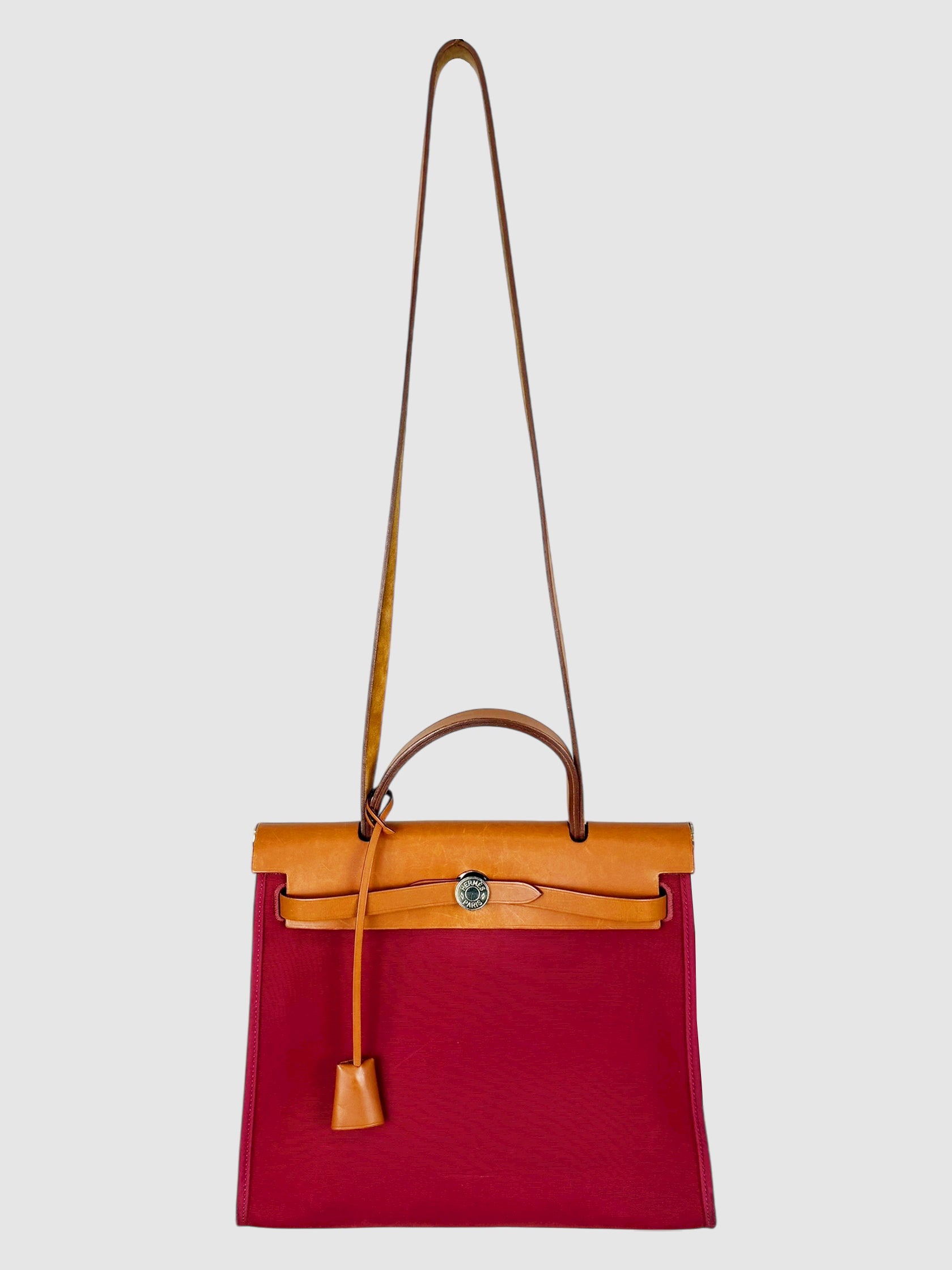 Hermès Red Canvas and Leather Herbag Zip 31 Bag Shoulder Bag Luxury Designer Resale Consignment Secondhand Toronto Canada