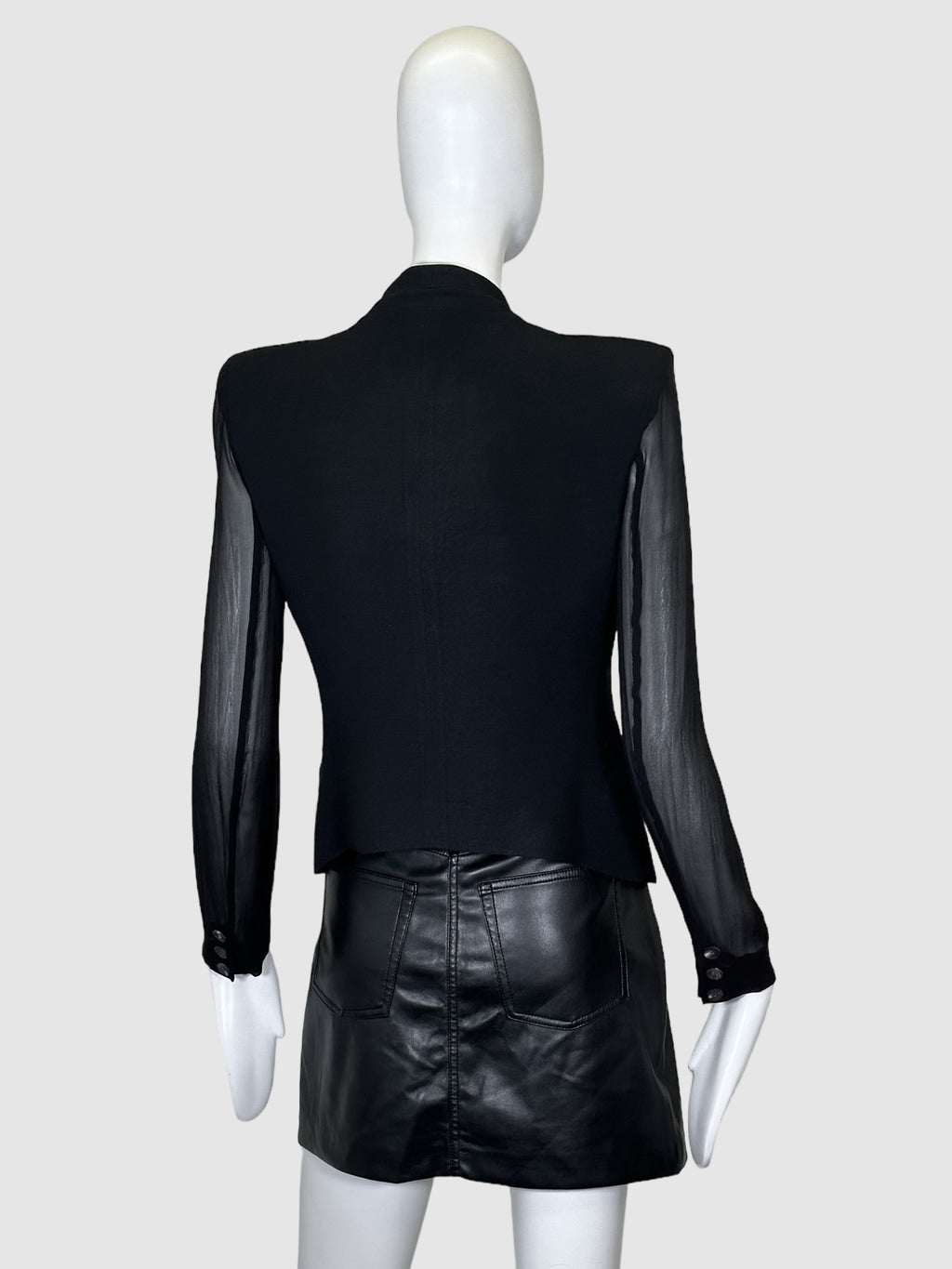 Helmut Lang SIngle-Breasted Sheer Sleeve Blazer - Size 2