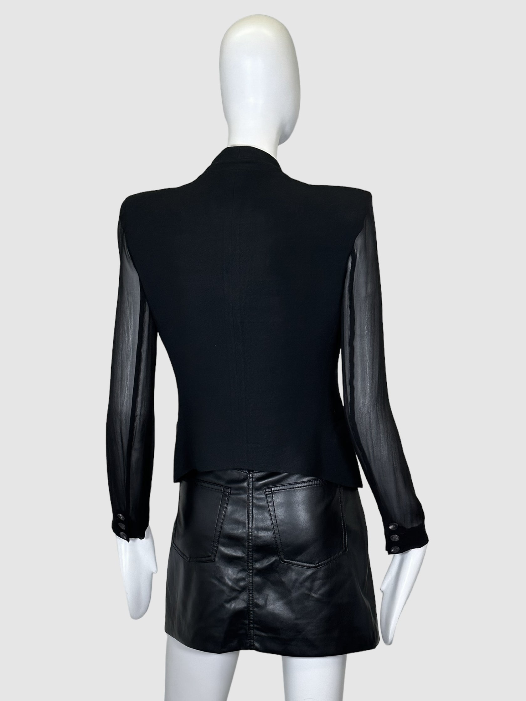 Helmut Lang SIngle-Breasted Sheer Sleeve Blazer - Size 2