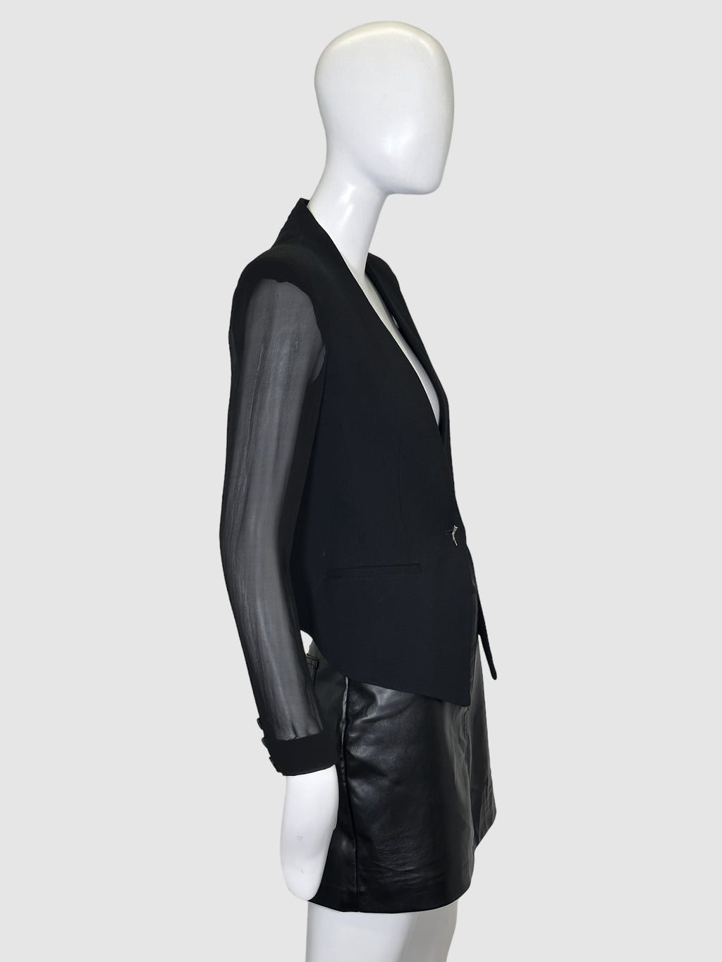 Helmut Lang SIngle-Breasted Sheer Sleeve Blazer - Size 2